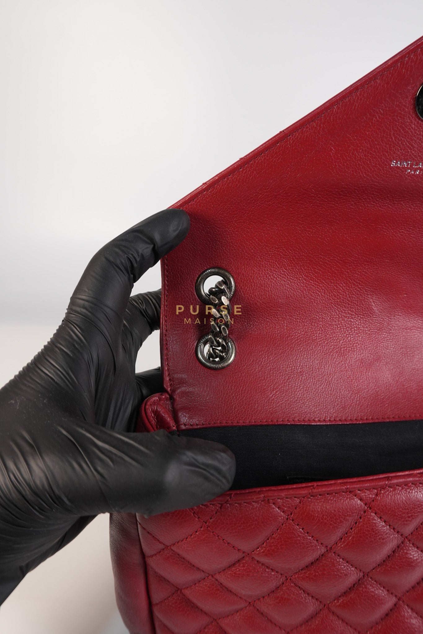 Soft Envelope Bag Medium in Red Sheepskin Tri-Quilt Monogram Leather | Purse Maison Luxury Bags Shop