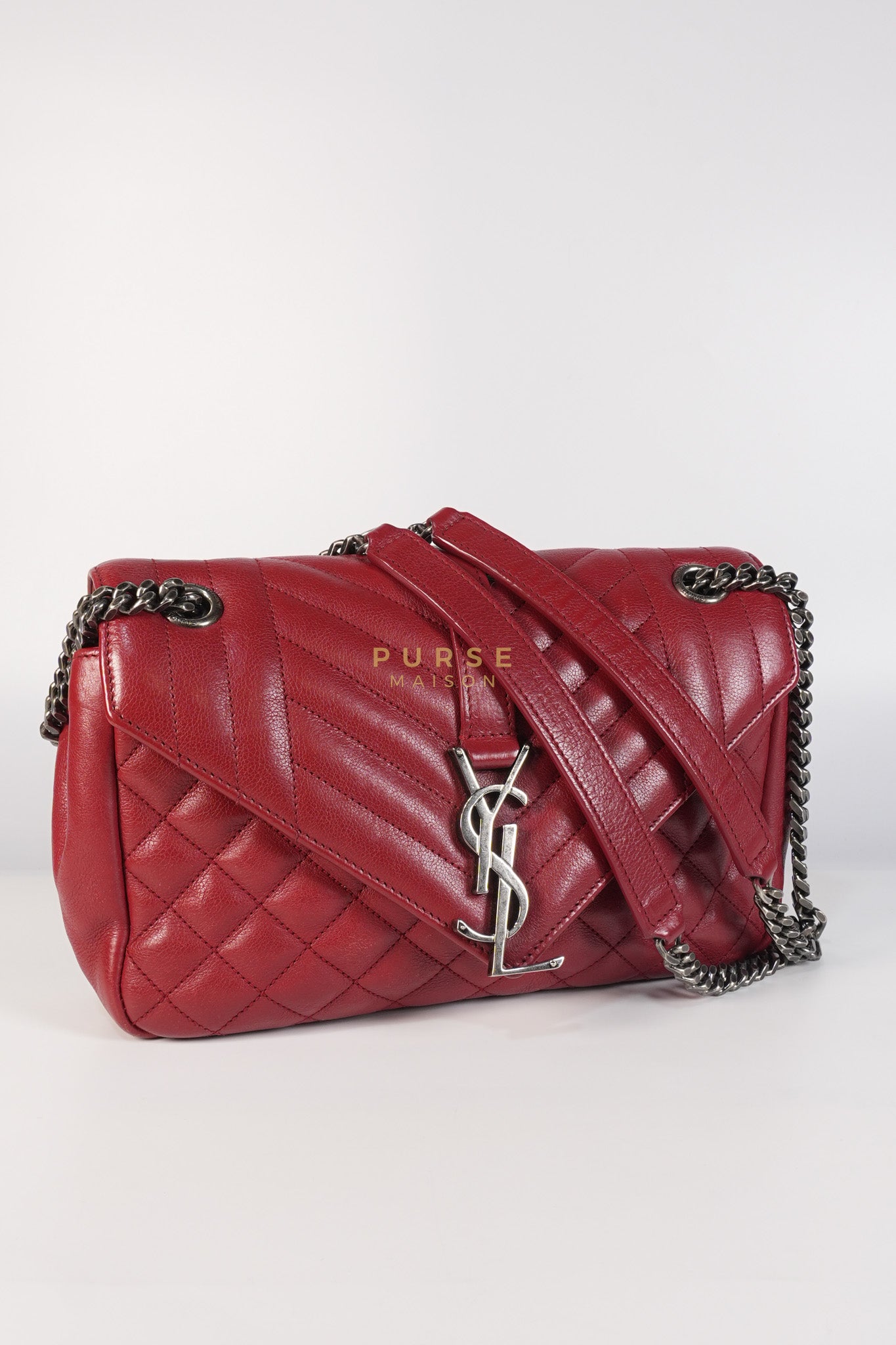 Soft Envelope Bag Medium in Red Sheepskin Tri-Quilt Monogram Leather | Purse Maison Luxury Bags Shop