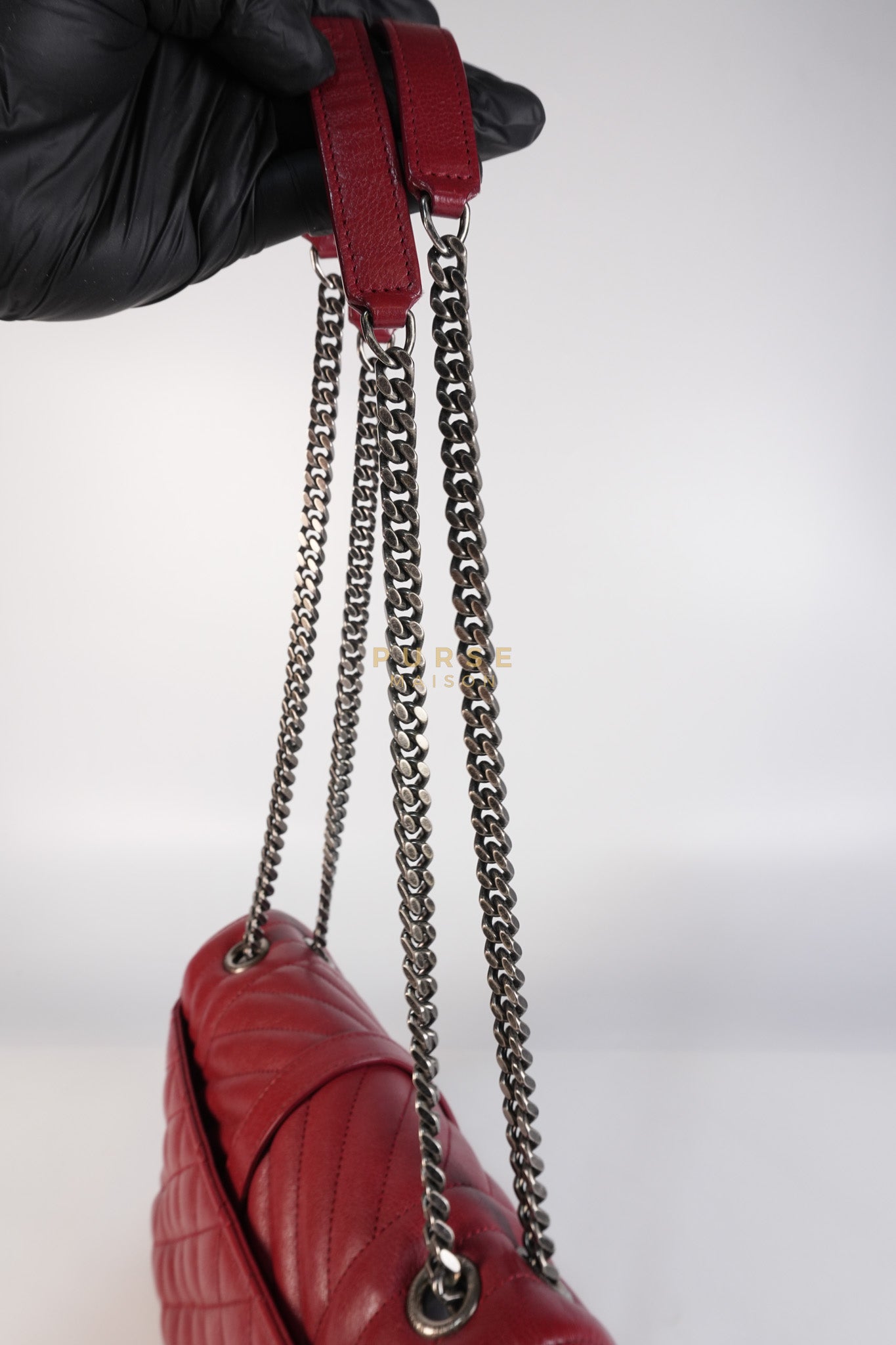 Soft Envelope Bag Medium in Red Sheepskin Tri-Quilt Monogram Leather | Purse Maison Luxury Bags Shop