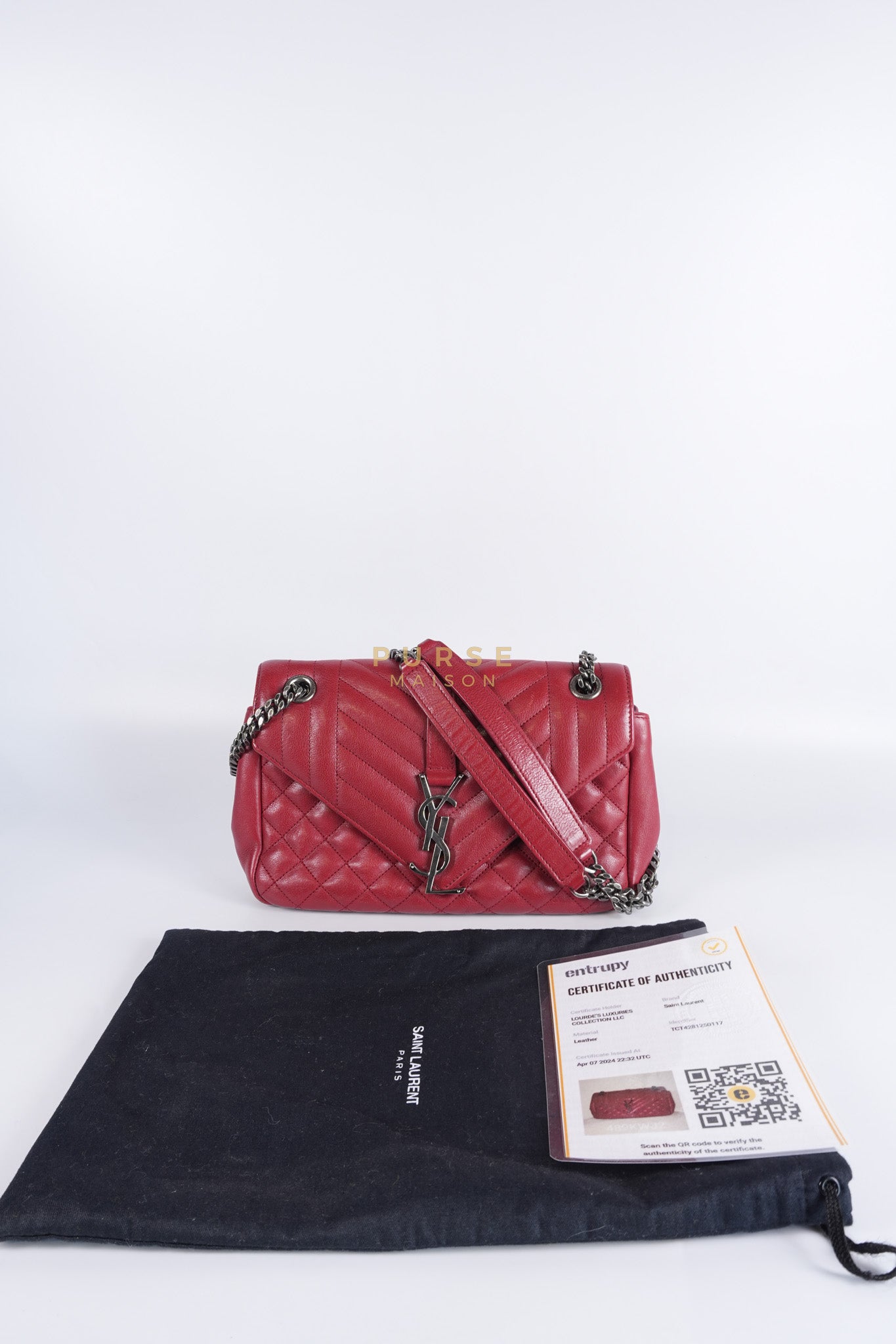 Soft Envelope Bag Medium in Red Sheepskin Tri-Quilt Monogram Leather | Purse Maison Luxury Bags Shop