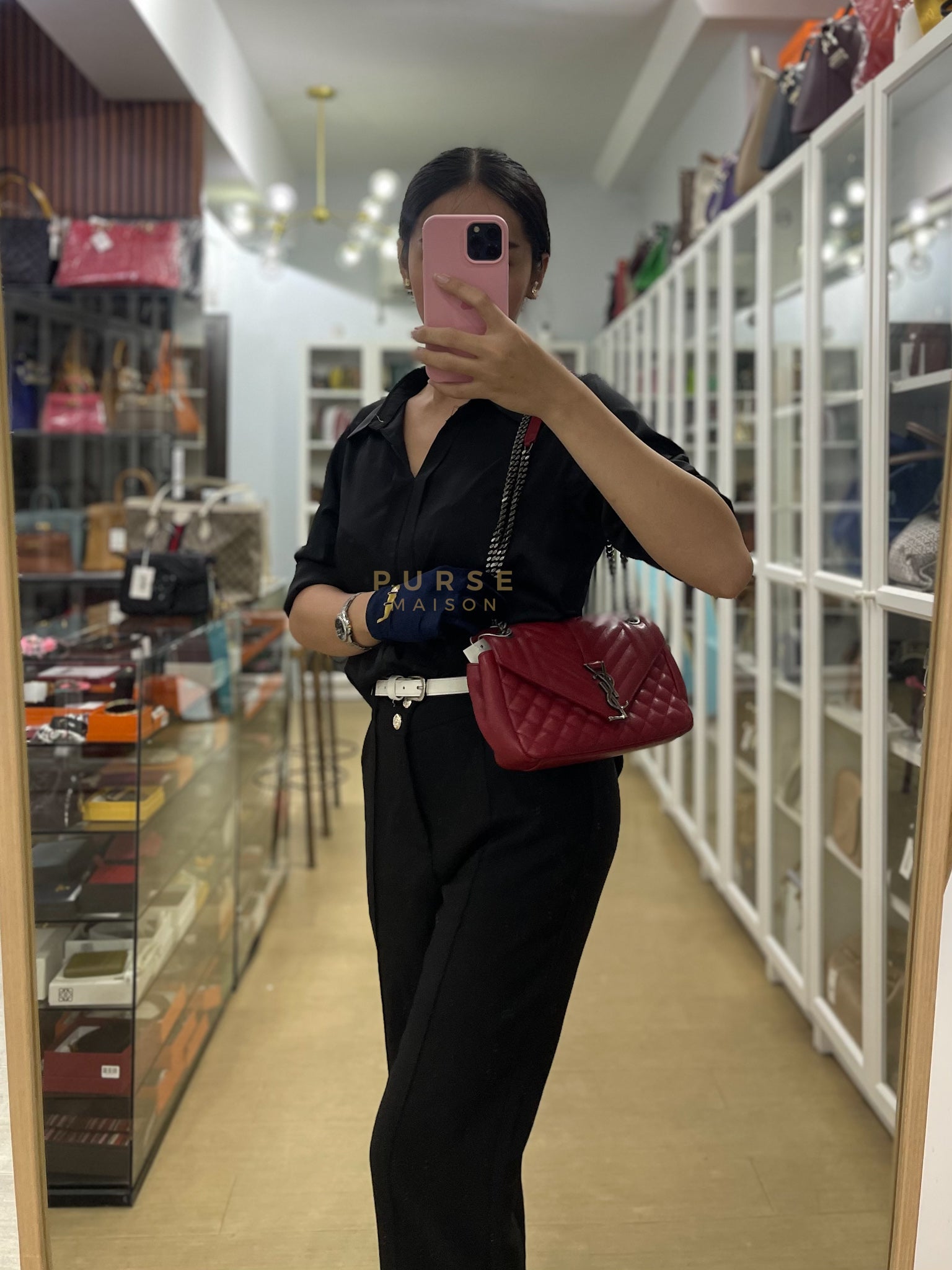 Soft Envelope Bag Medium in Red Sheepskin Tri-Quilt Monogram Leather | Purse Maison Luxury Bags Shop