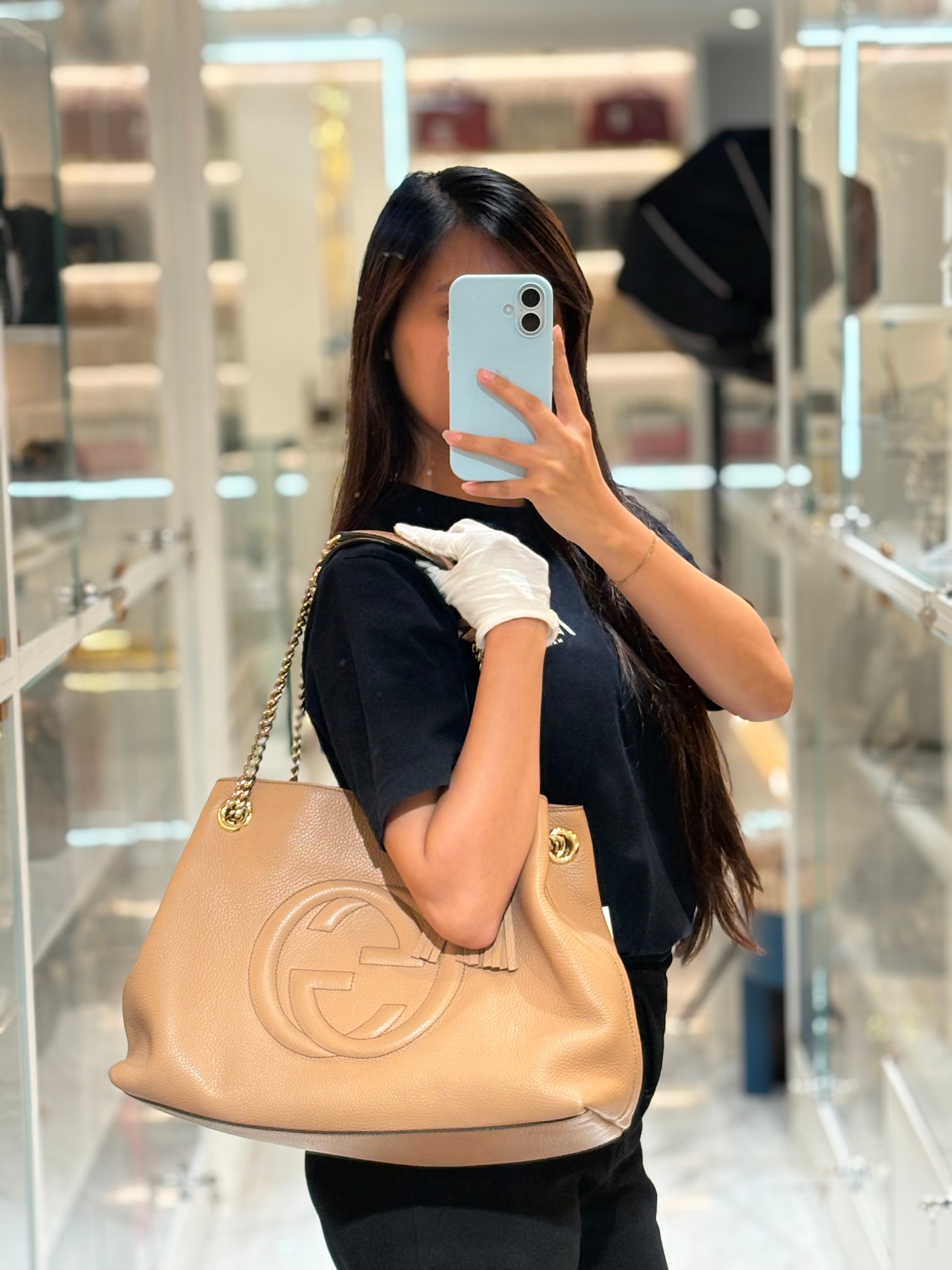 Soho in Beige Grained Calfskin Leather Totebag | Purse Maison Luxury Bags Shop