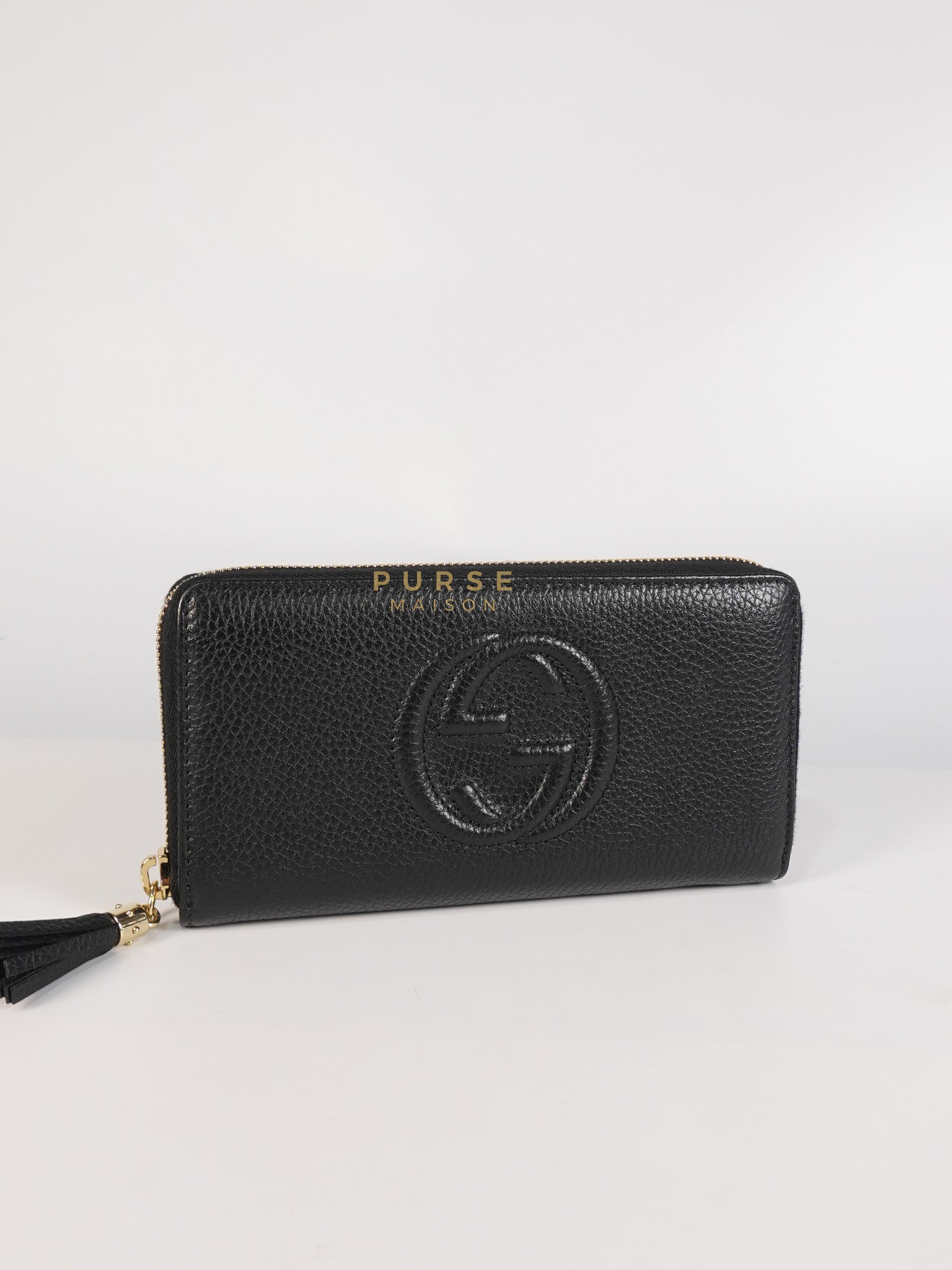 Soho Long Zip Around Wallet in Black Leather | Purse Maison Luxury Bags Shop