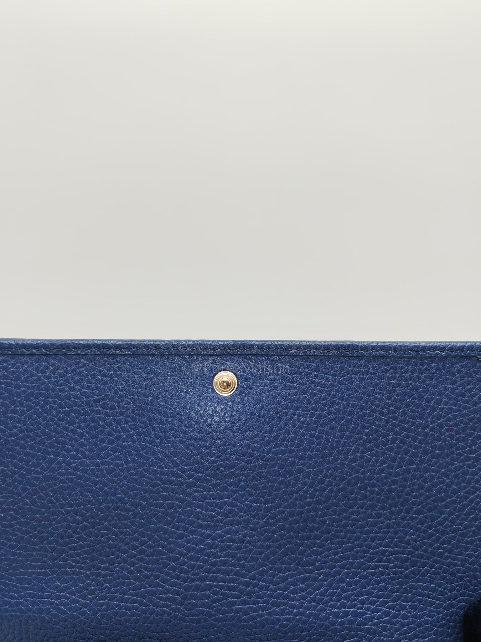 Soho Wallet on Chain in Blue Grained Leather Light Gold Hardware | Purse Maison Luxury Bags Shop