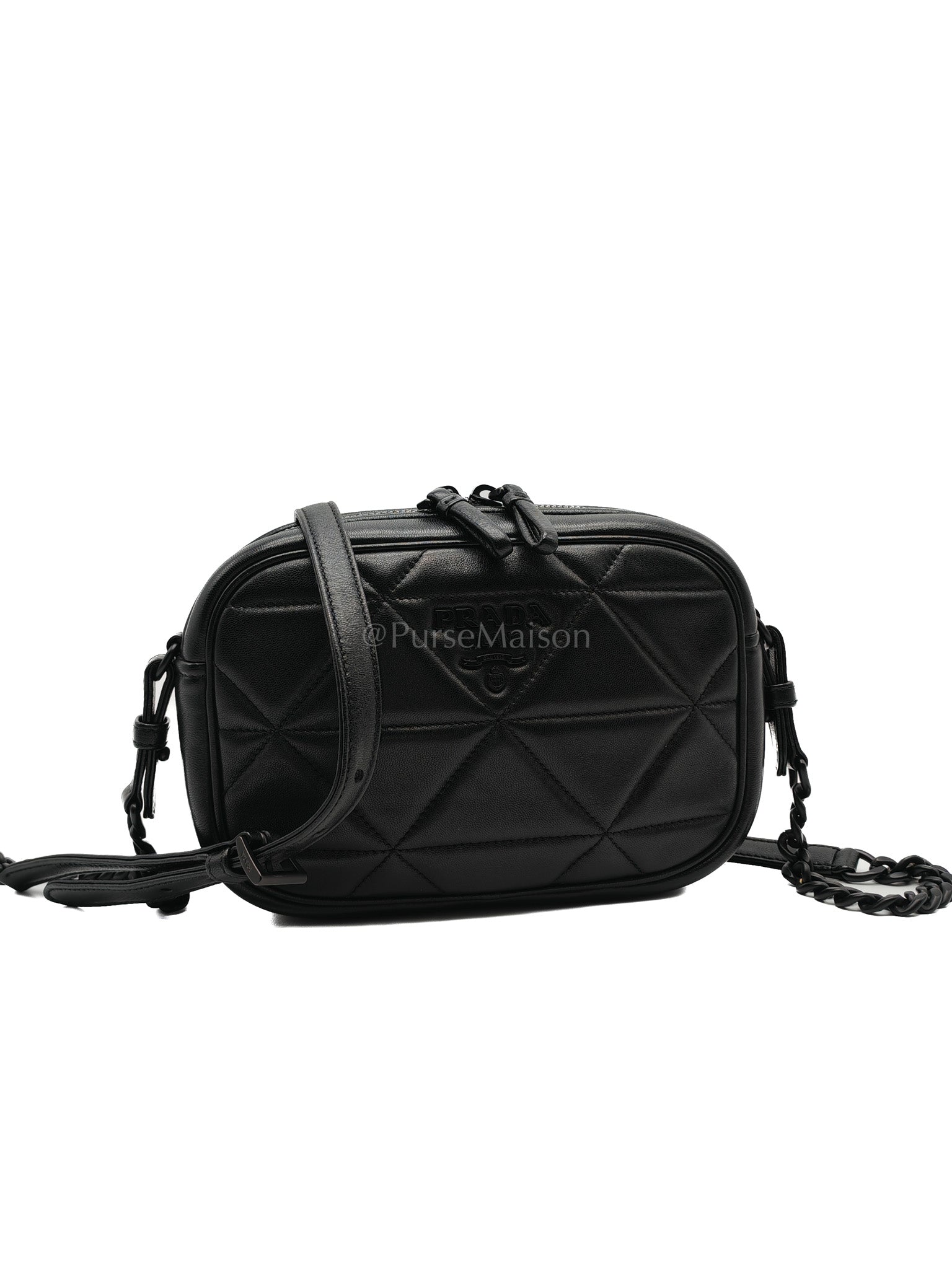 Spectrum Quilted in So Black Nappa Leather Camera Bag | Purse Maison Luxury Bags Shop