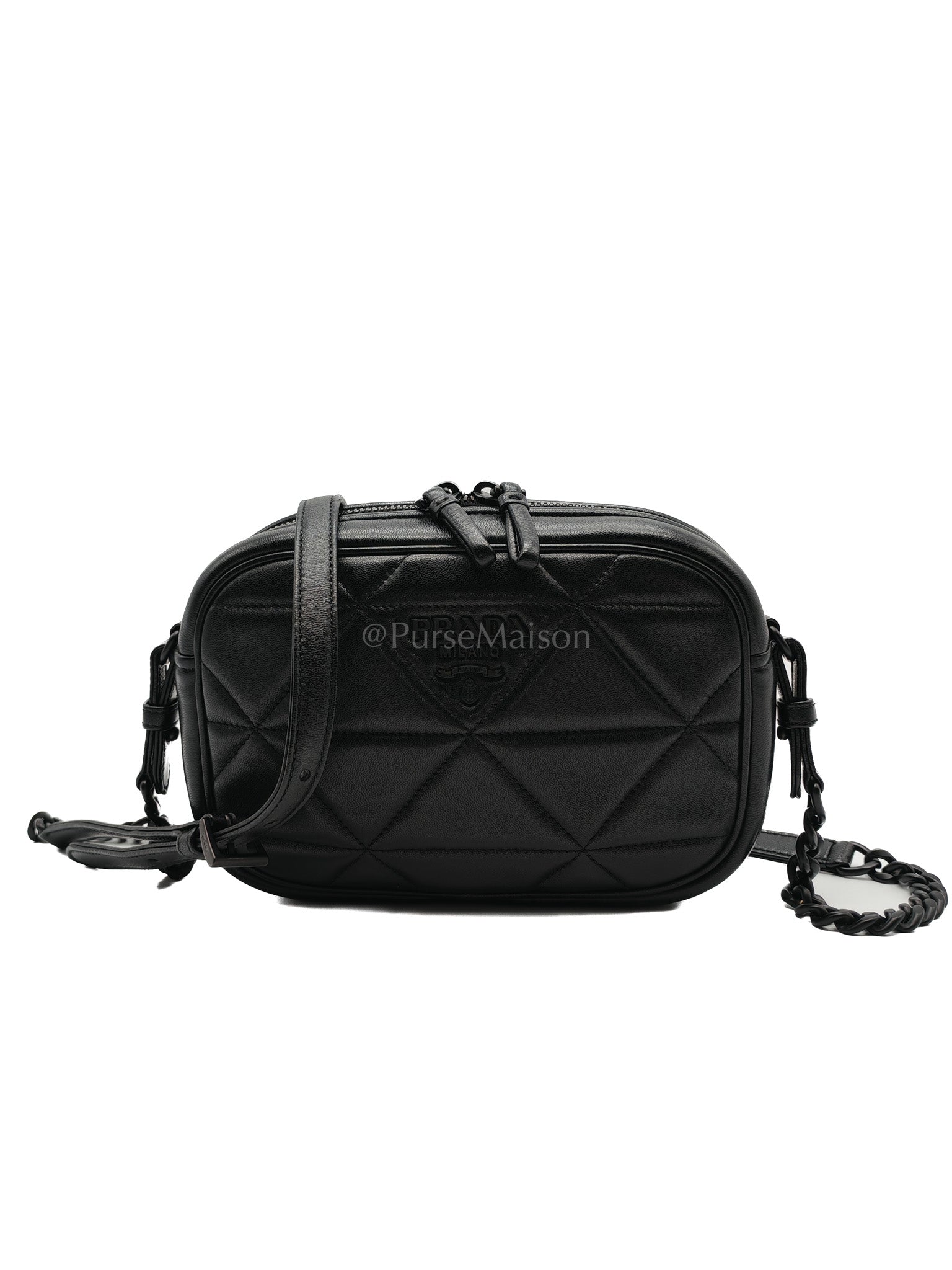 Spectrum Quilted in So Black Nappa Leather Camera Bag | Purse Maison Luxury Bags Shop