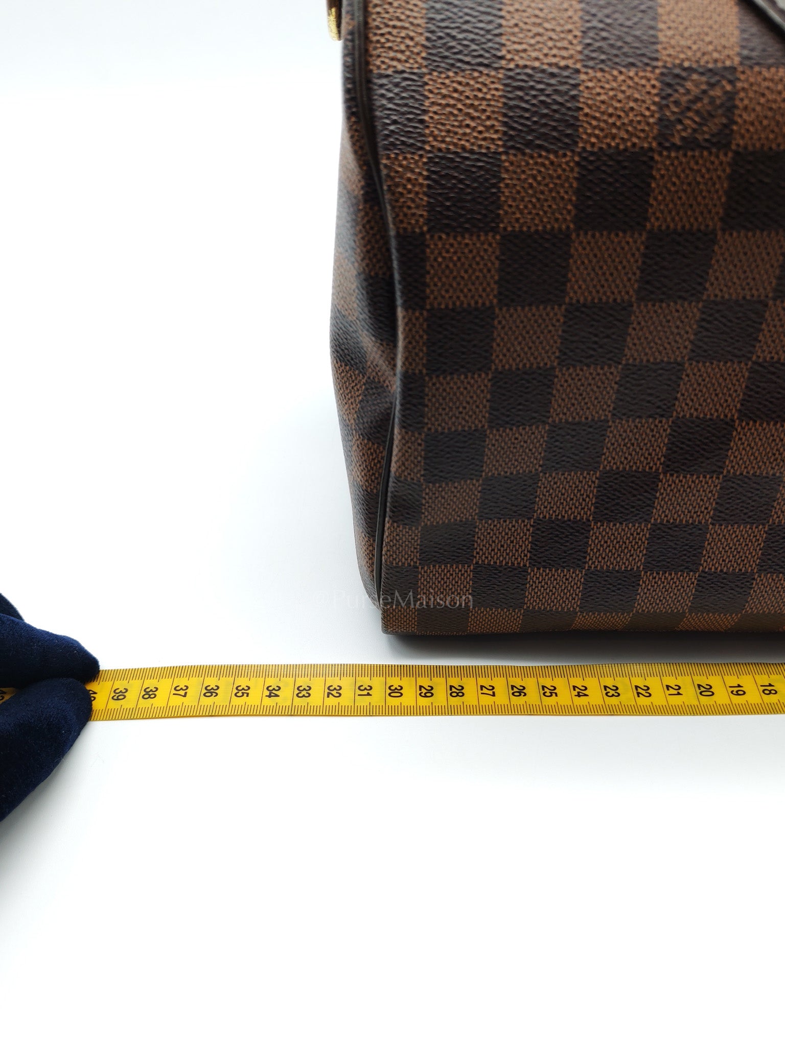 Speedy 30 Bandoullier in Damier Ebene Canvas & Gold Hardware (Datecode: CT0134) | Purse Maison Luxury Bags Shop
