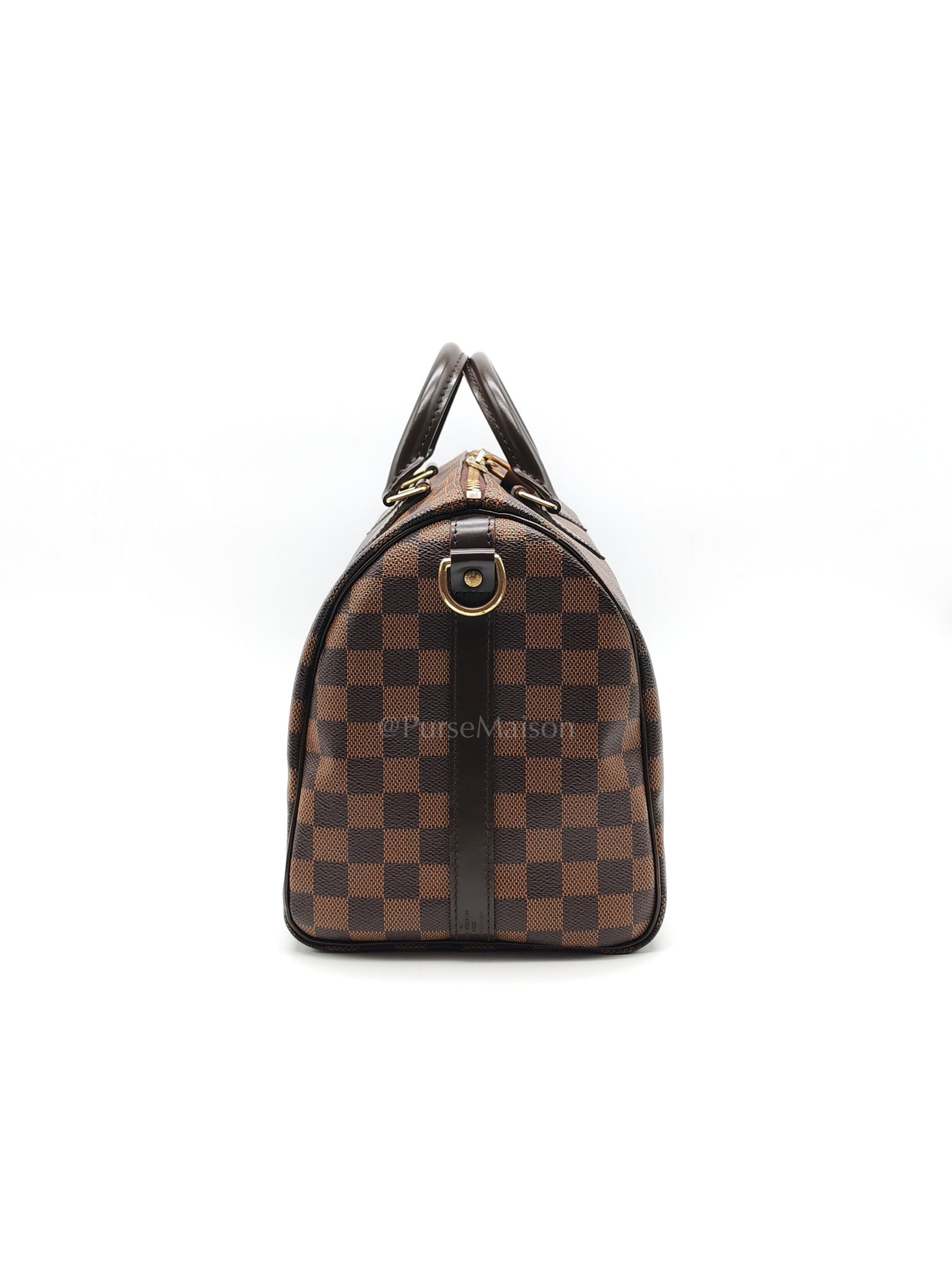 Speedy 30 Bandoullier in Damier Ebene Canvas & Gold Hardware (Datecode: CT0134) | Purse Maison Luxury Bags Shop