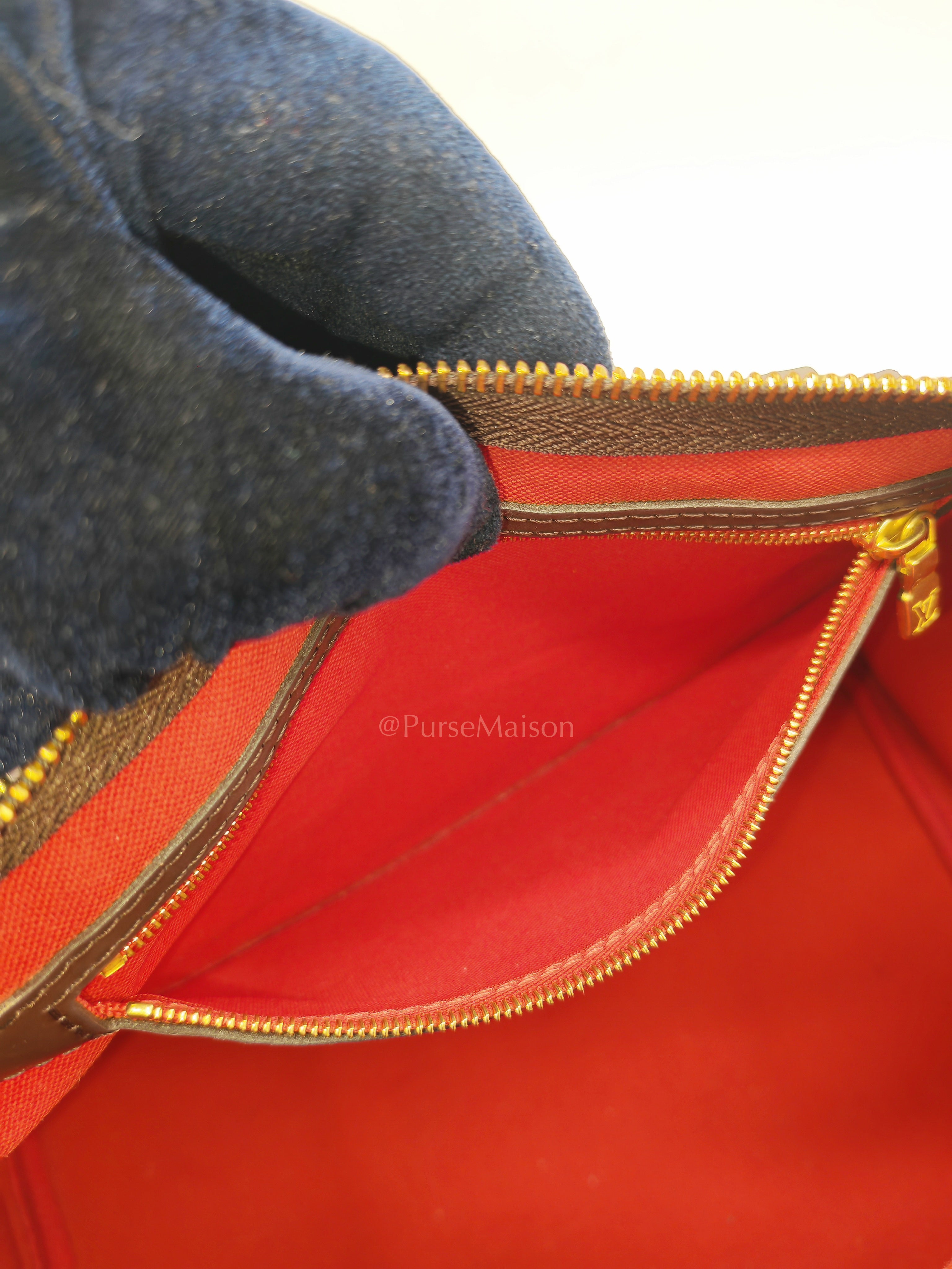Speedy 30 in Damier Ebene Canvas & Gold Hardware Microchip | Purse Maison Luxury Bags Shop
