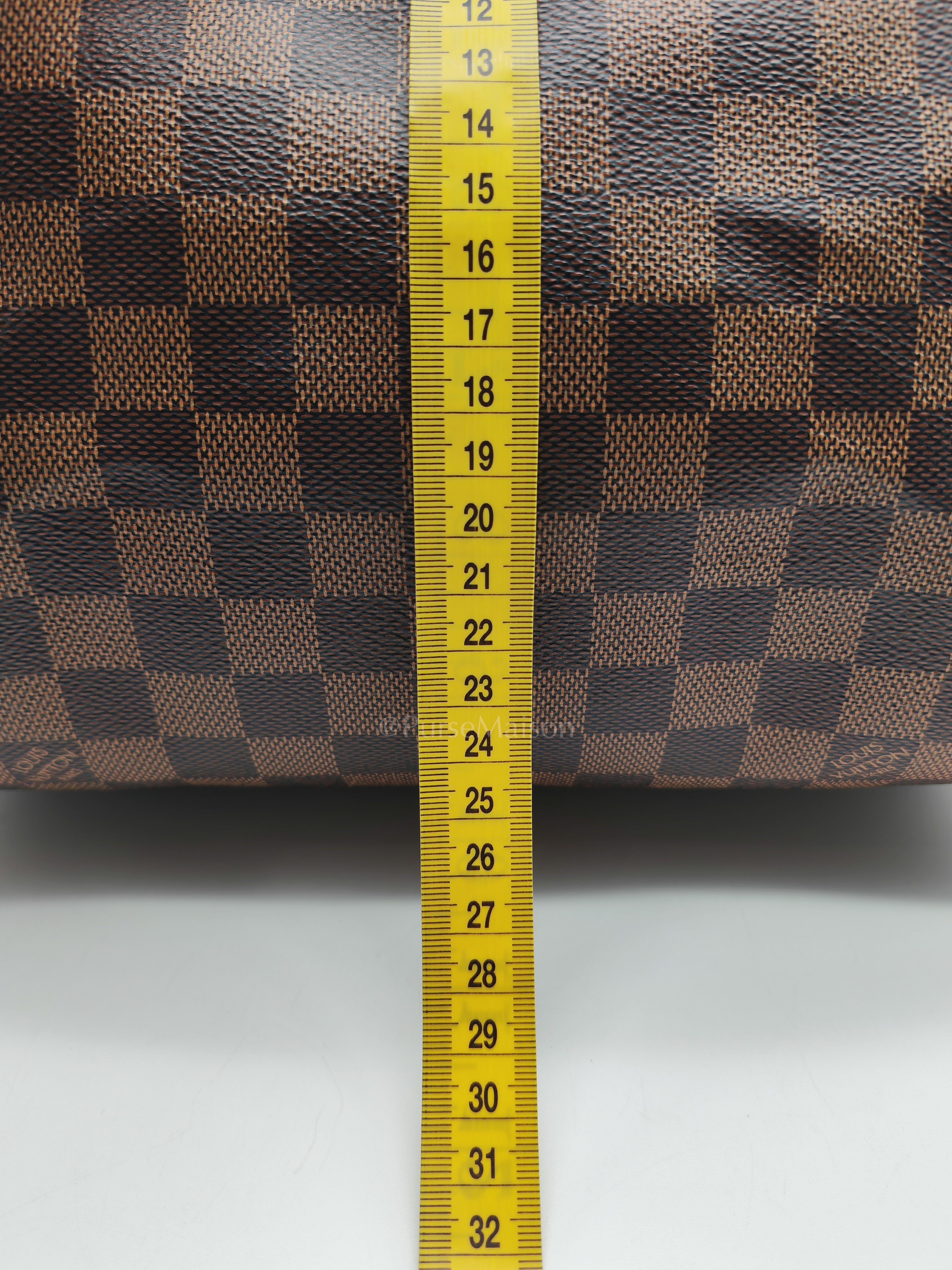 Speedy 30 in Damier Ebene Canvas & Gold Hardware Microchip | Purse Maison Luxury Bags Shop