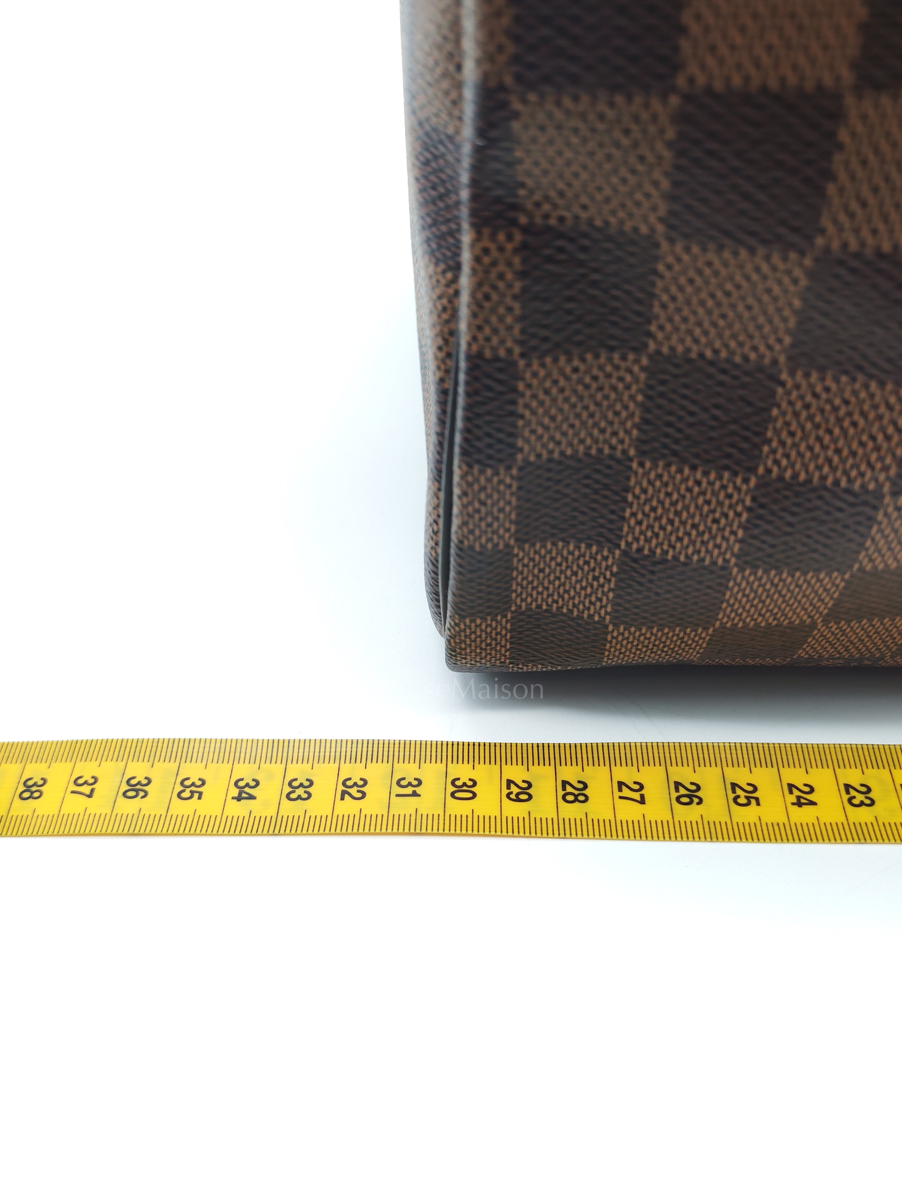Speedy 30 in Damier Ebene Canvas & Gold Hardware Microchip | Purse Maison Luxury Bags Shop
