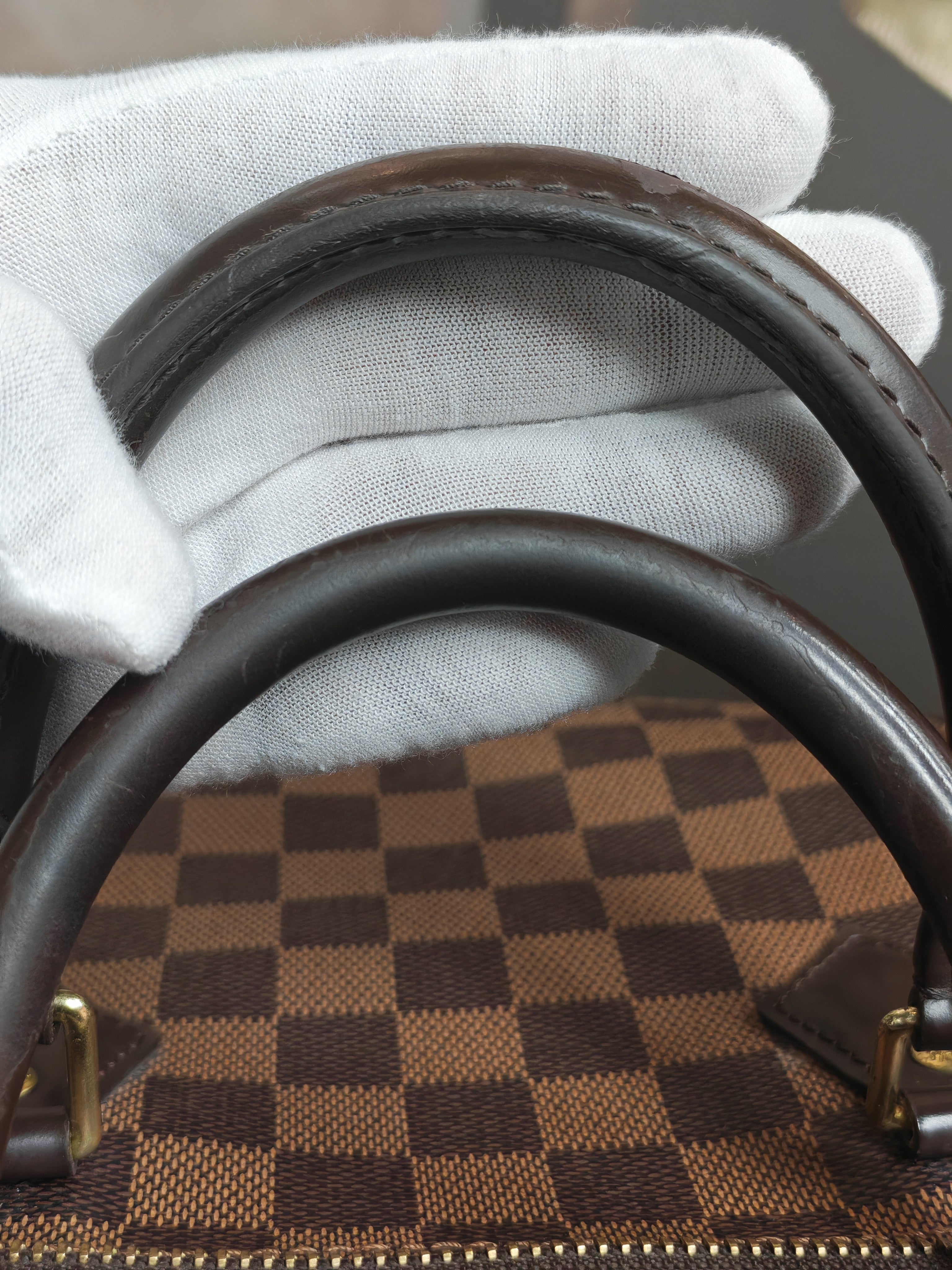 Speedy 30 in Damier Ebene Canvas Handbag (Date Code: MB4144) with J.K Heat Stamp | Purse Maison Luxury Bags Shop