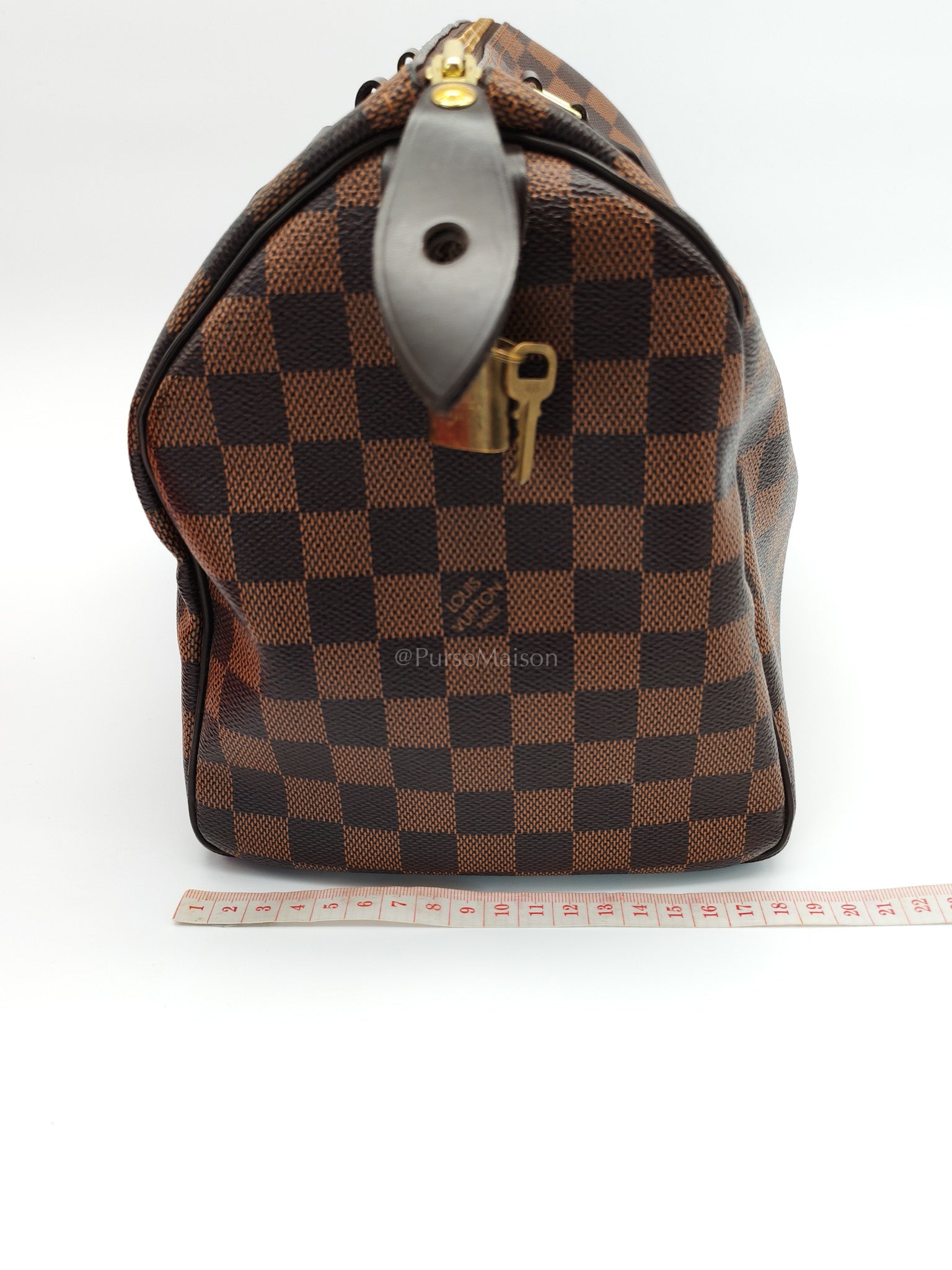 Speedy 30 in Damier Ebene Canvas Handbag (Date Code: MB4144) with J.K Heat Stamp | Purse Maison Luxury Bags Shop