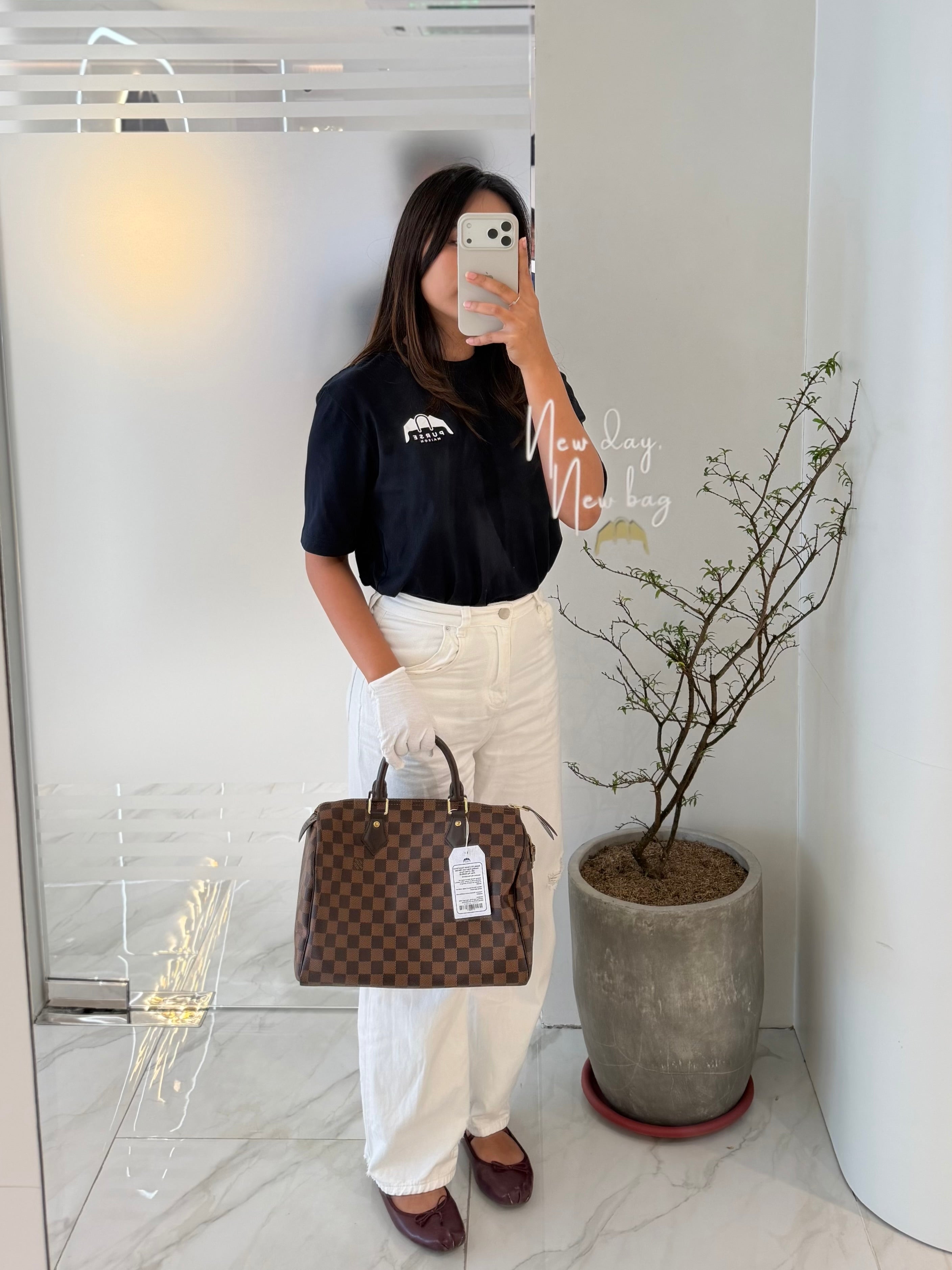 Speedy 30 in Damier Ebene Canvas Handbag (Date Code: MB4144) with J.K Heat Stamp | Purse Maison Luxury Bags Shop