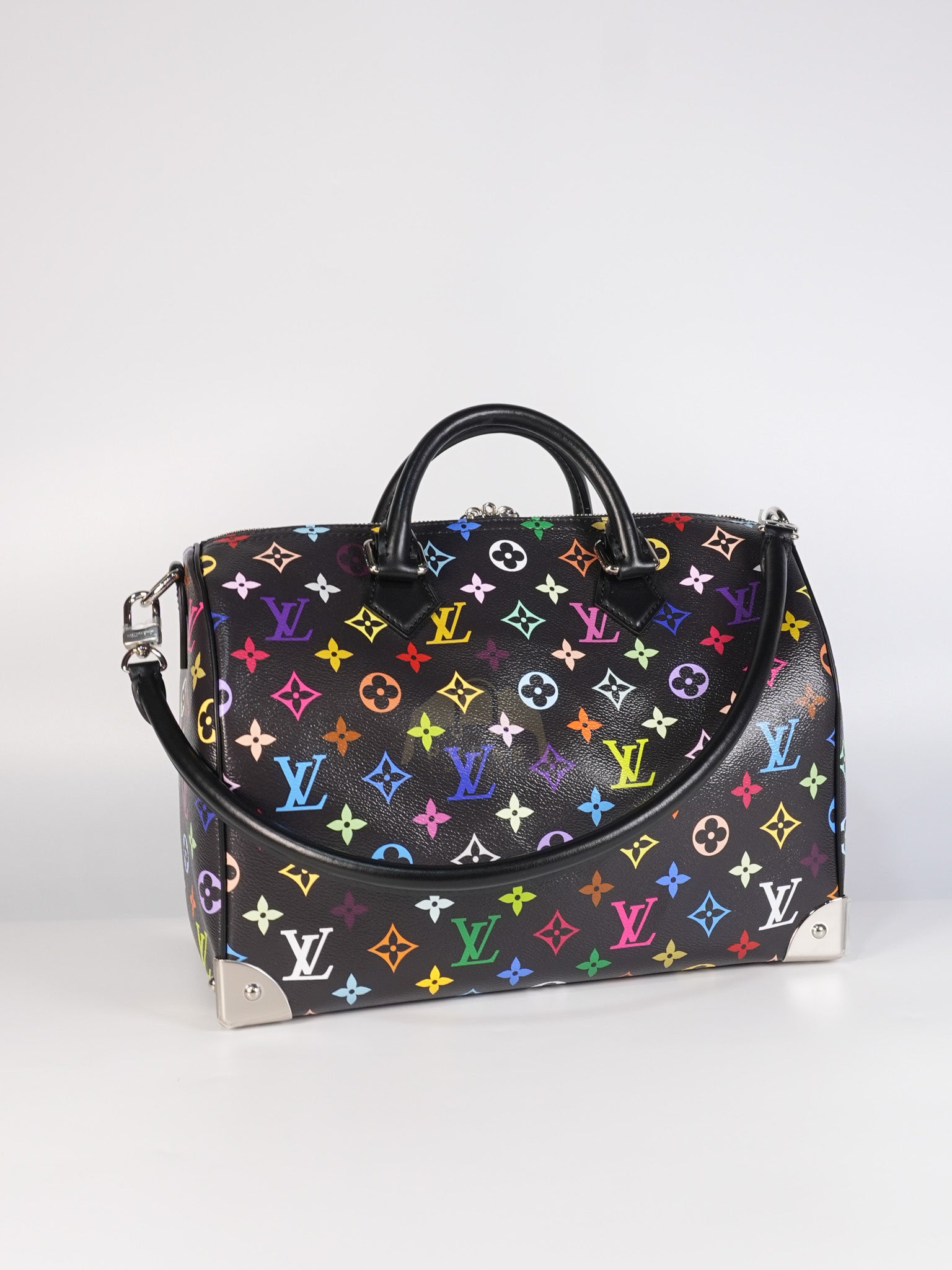 Speedy 30 Murakami in Black Multicolor Canvas (Microchip) | Purse Maison Luxury Bags Shop