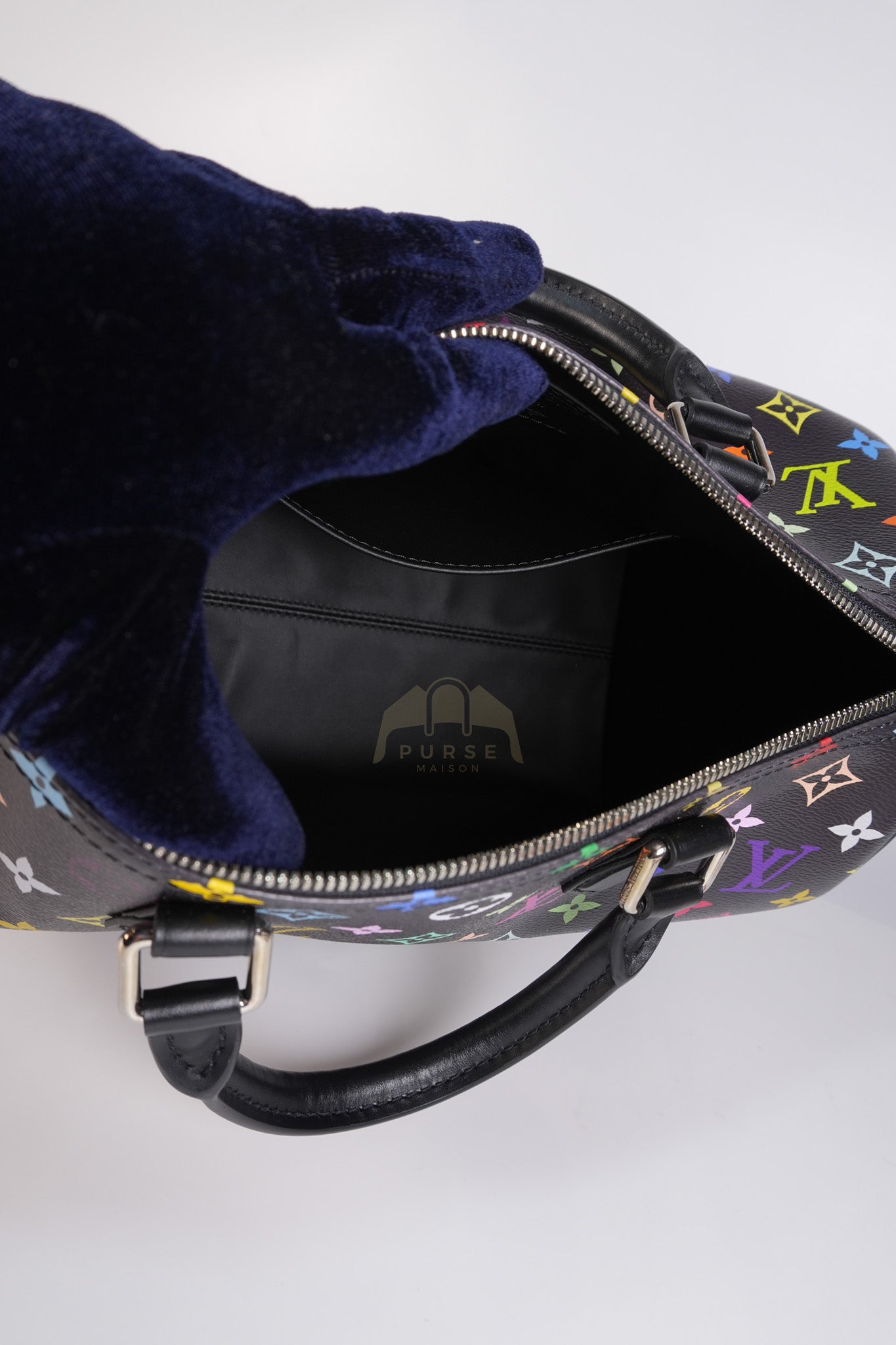 Speedy 30 Murakami in Black Multicolor Canvas (Microchip) | Purse Maison Luxury Bags Shop