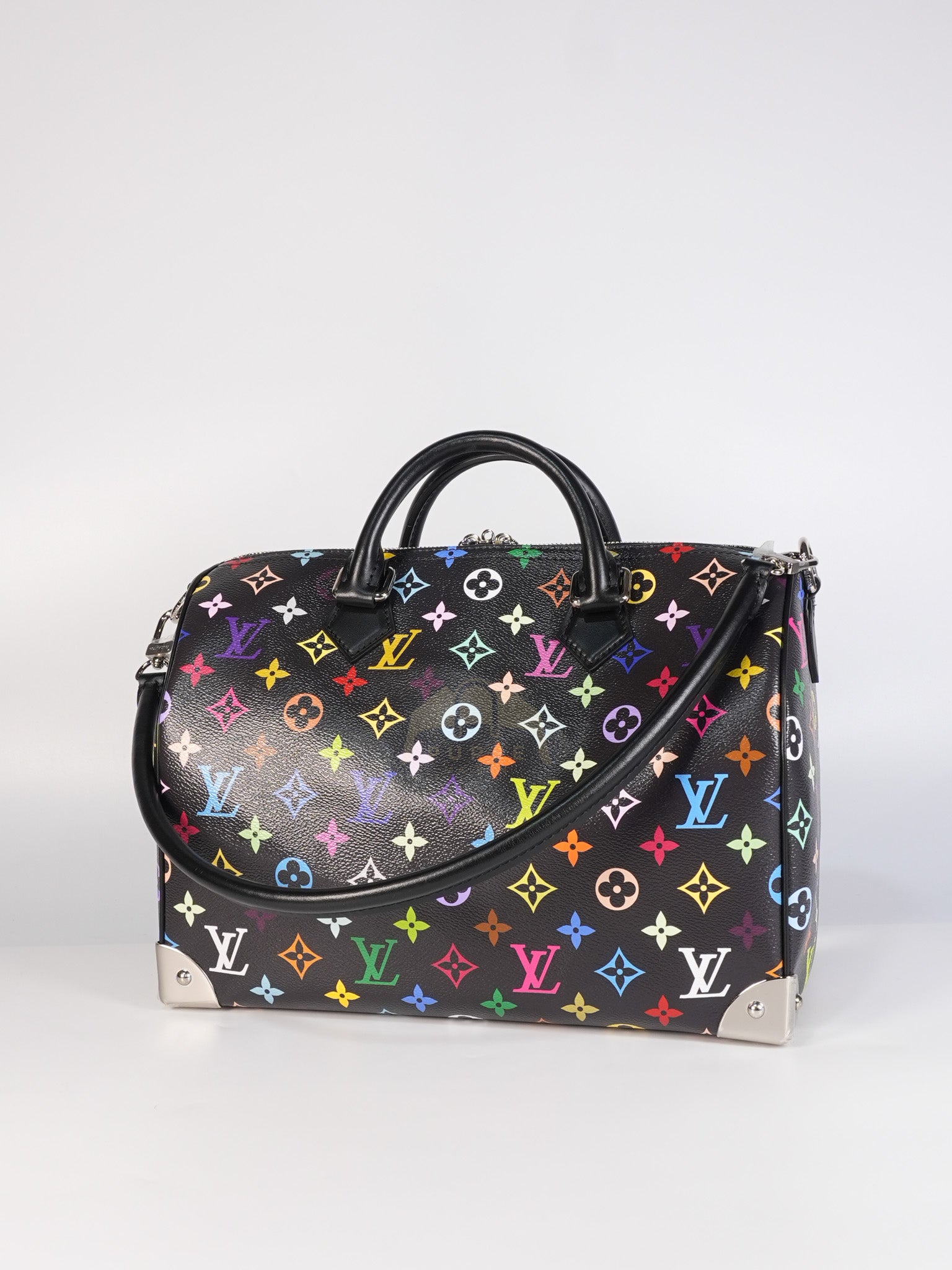 Speedy 30 Murakami in Black Multicolor Canvas (Microchip) | Purse Maison Luxury Bags Shop