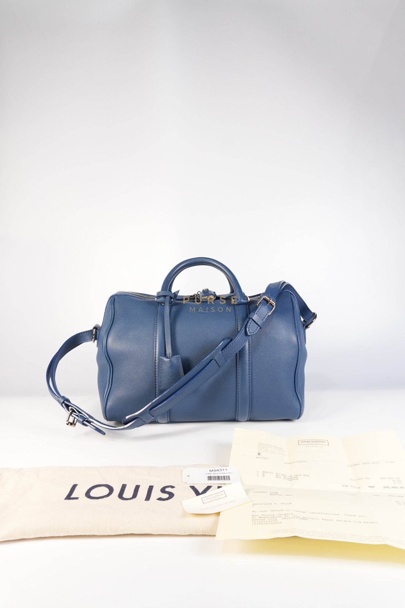 Speedy Sofia Coppola PM in Blue Ocean Calfskin Leather Crossbody Bag (Date Code: TR1143) | Purse Maison Luxury Bags Shop