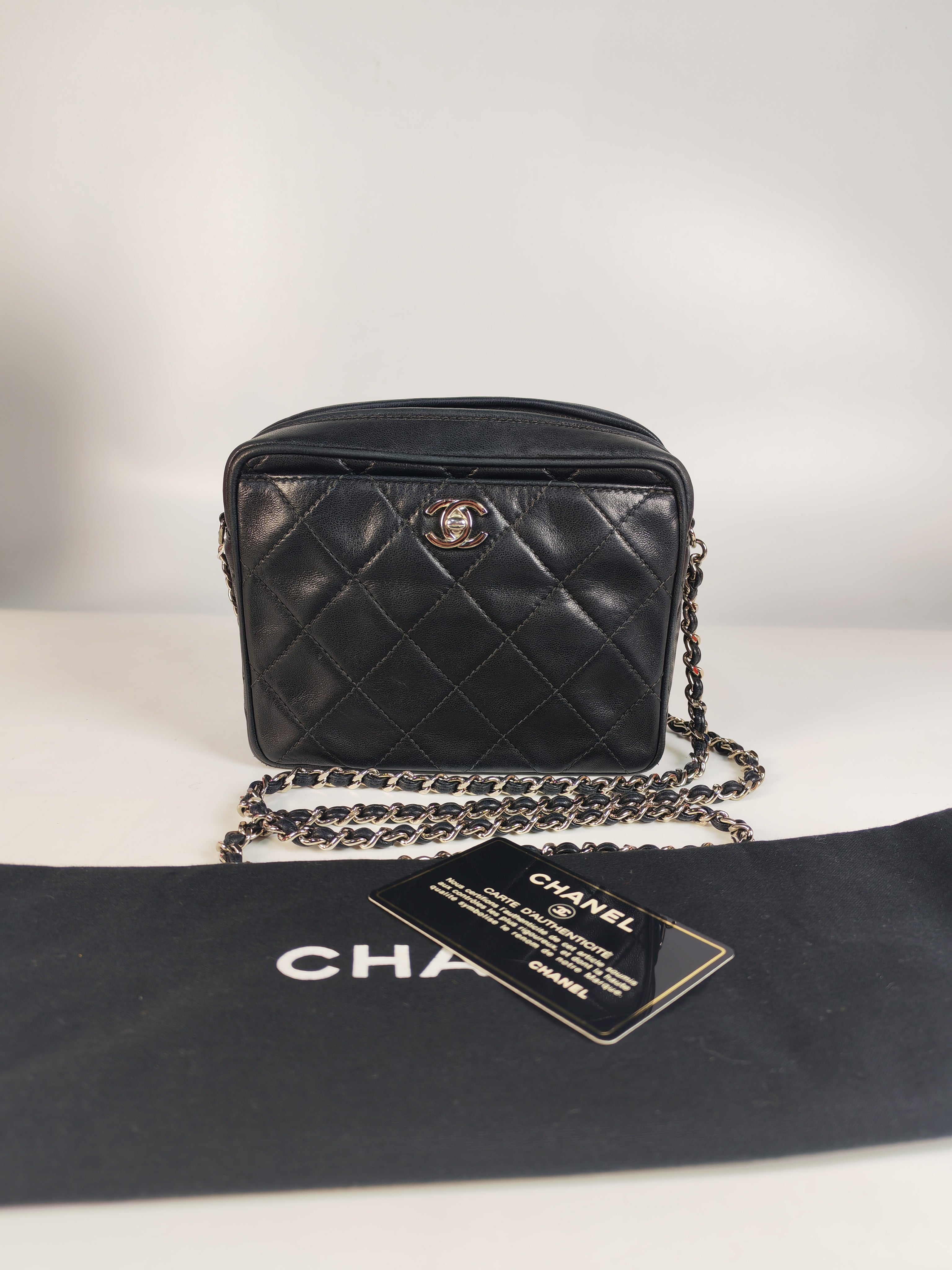 Square Camera Bag Vintage Quilted Lambskin Leather and Silver Hardware Series 4 | Purse Maison Luxury Bags Shop