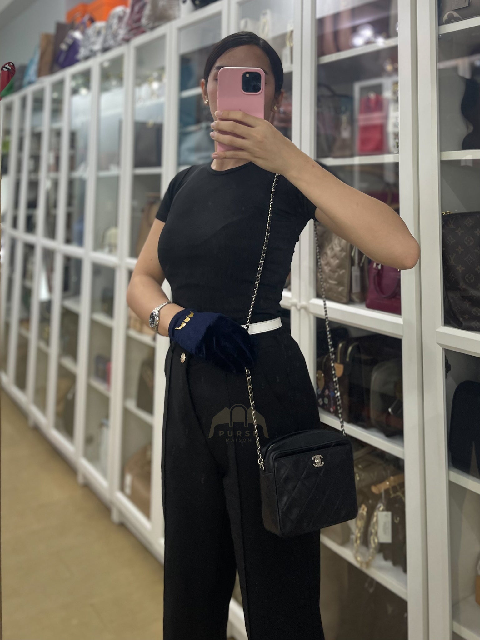 Square Camera Bag Vintage Quilted Lambskin Leather and Silver Hardware Series 4 | Purse Maison Luxury Bags Shop