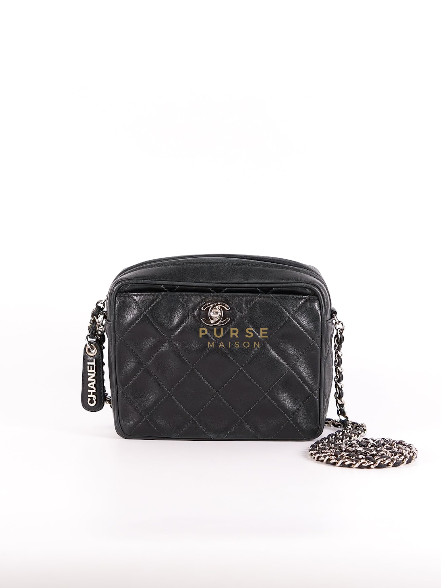 Square Camera Bag Vintage Quilted Lambskin Leather and Silver Hardware Series 4 | Purse Maison Luxury Bags Shop