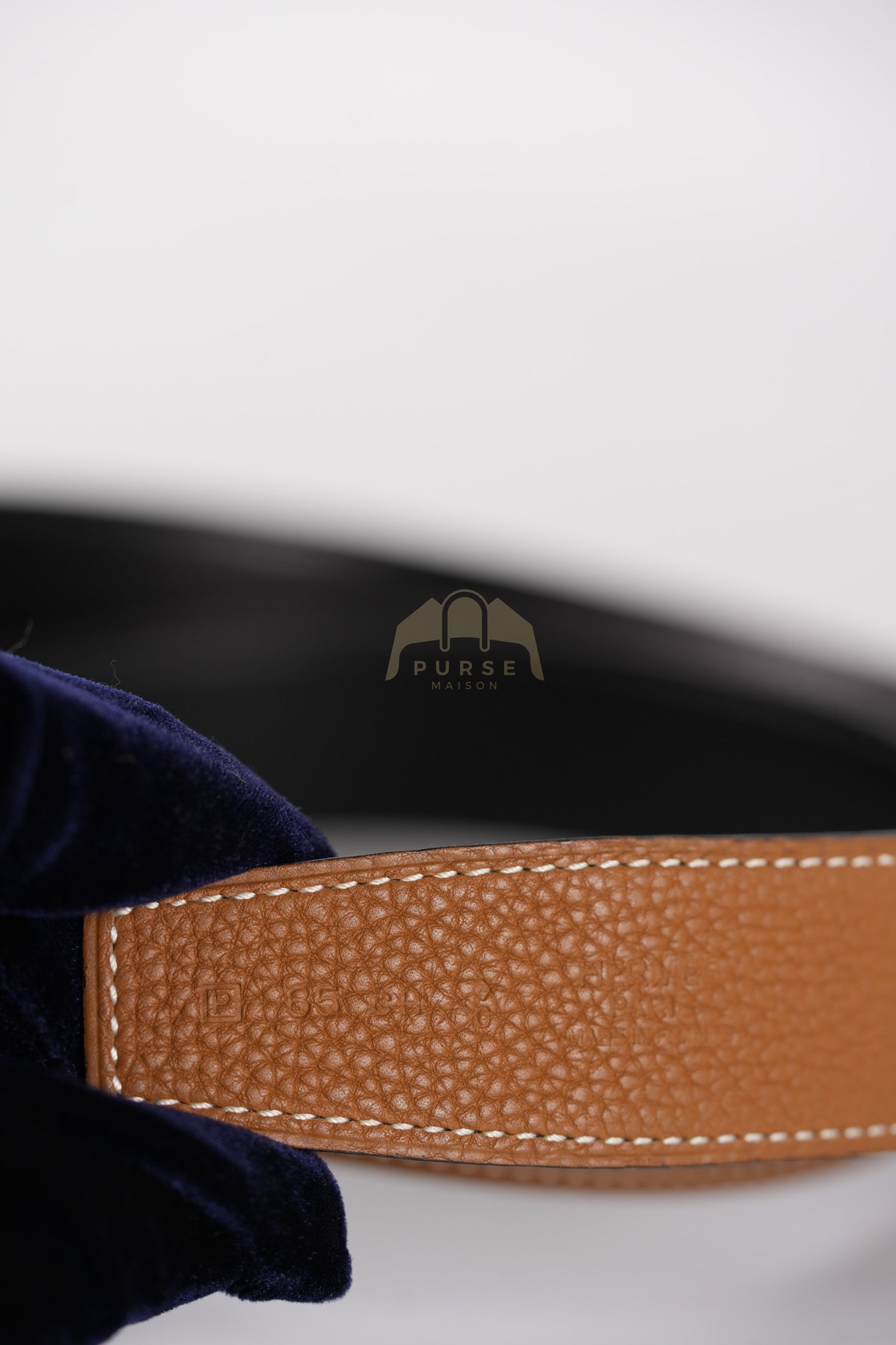 Square Reversible Belt in Black & Gold Stamp P Square (2012) | Purse Maison Luxury Bags Shop