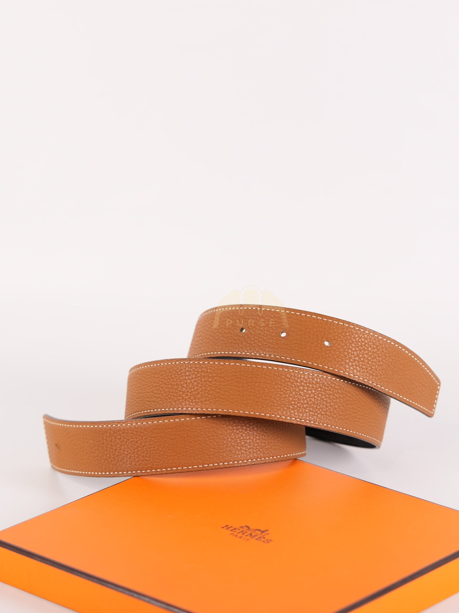 Square Reversible Belt in Black & Gold Stamp P Square (2012) | Purse Maison Luxury Bags Shop