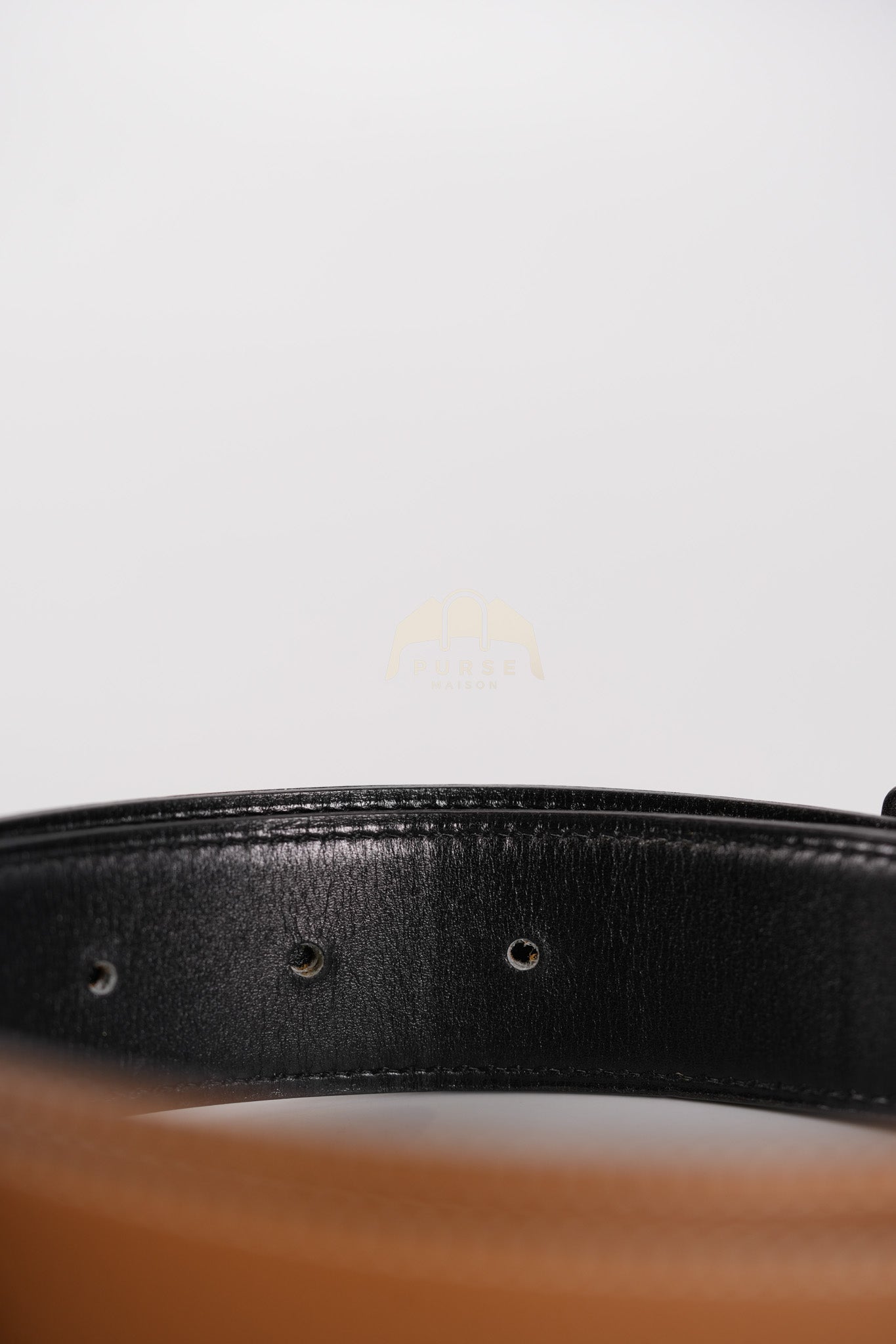 Square Reversible Belt in Black & Gold Stamp P Square (2012) | Purse Maison Luxury Bags Shop