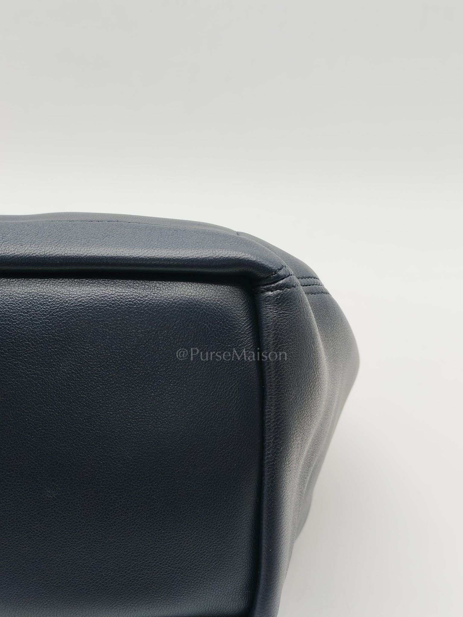 Squeeze Hobo Bag Small in Navy Blue Lambskin Leather & Silver Hardware | Purse Maison Luxury Bags Shop