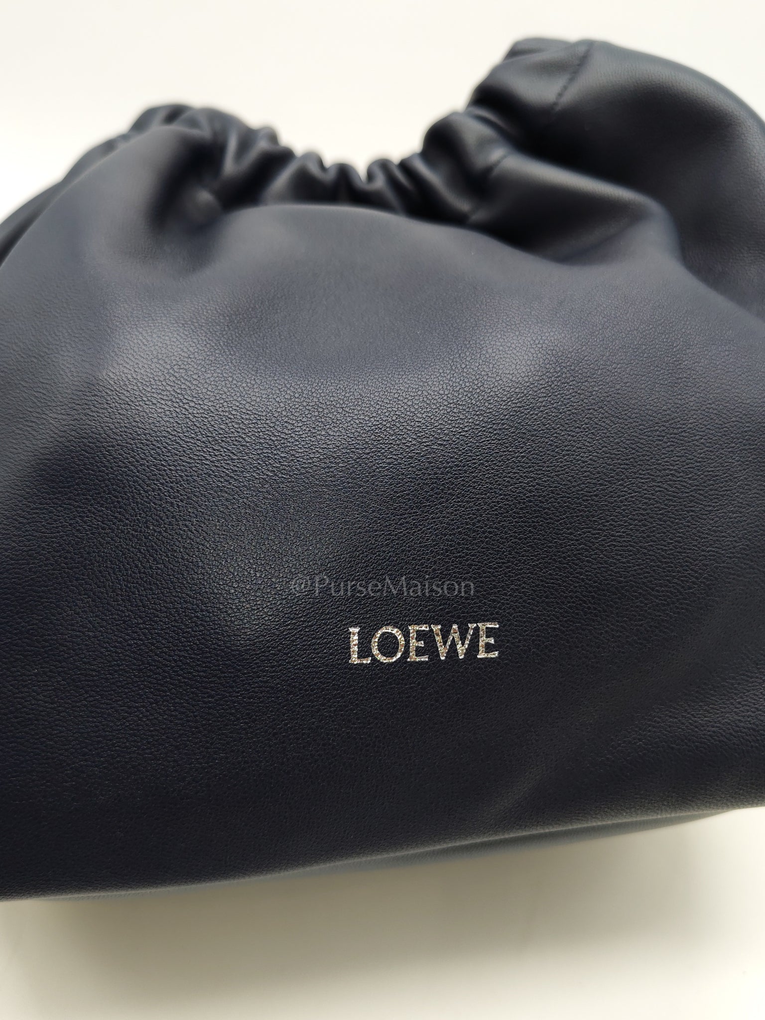 Squeeze Hobo Bag Small in Navy Blue Lambskin Leather & Silver Hardware | Purse Maison Luxury Bags Shop