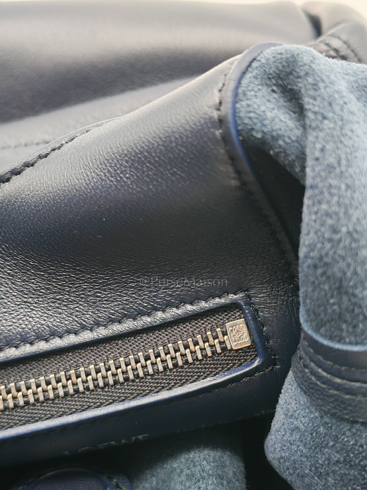 Squeeze Hobo Bag Small in Navy Blue Lambskin Leather & Silver Hardware | Purse Maison Luxury Bags Shop
