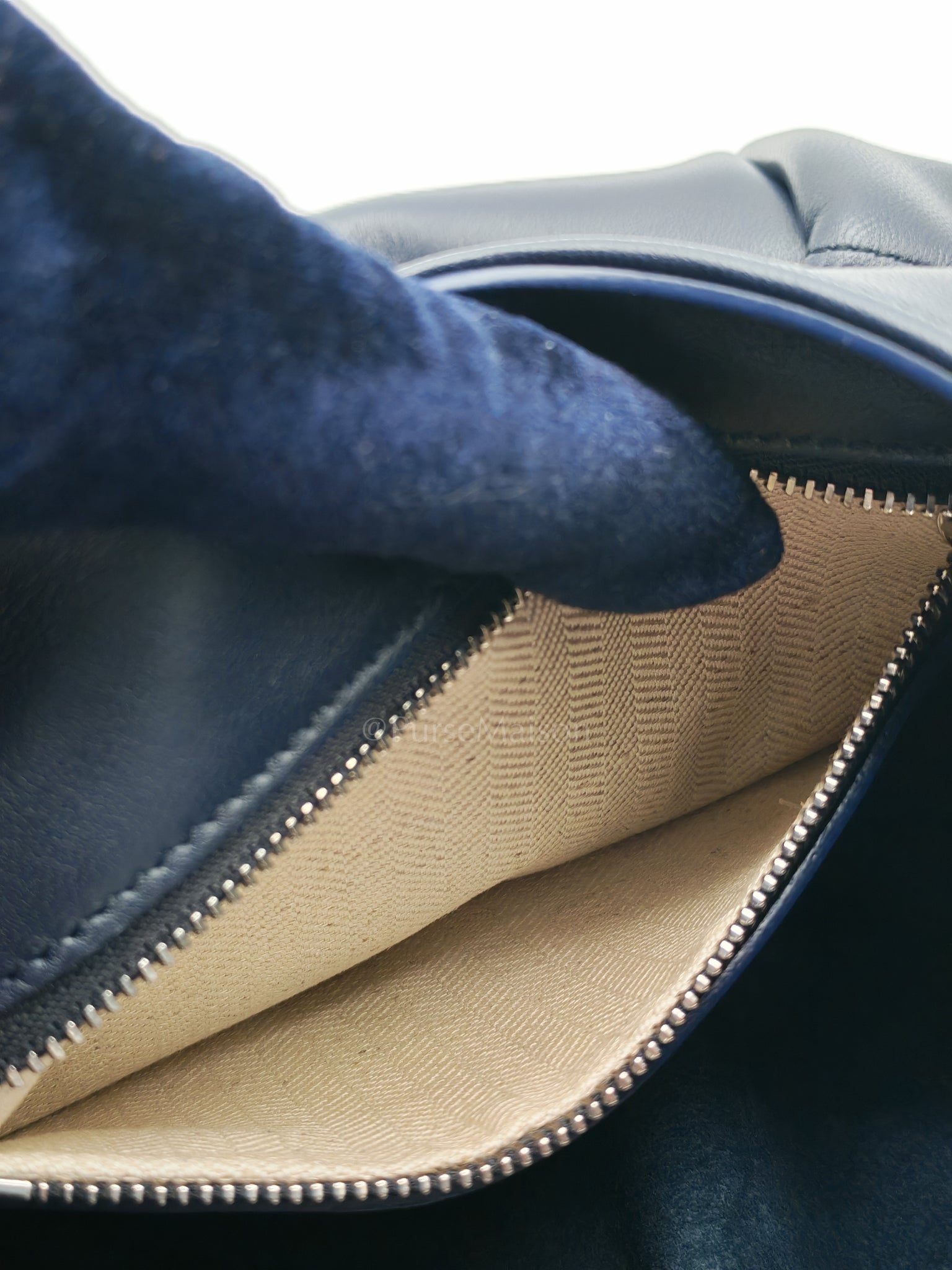 Squeeze Hobo Bag Small in Navy Blue Lambskin Leather & Silver Hardware | Purse Maison Luxury Bags Shop