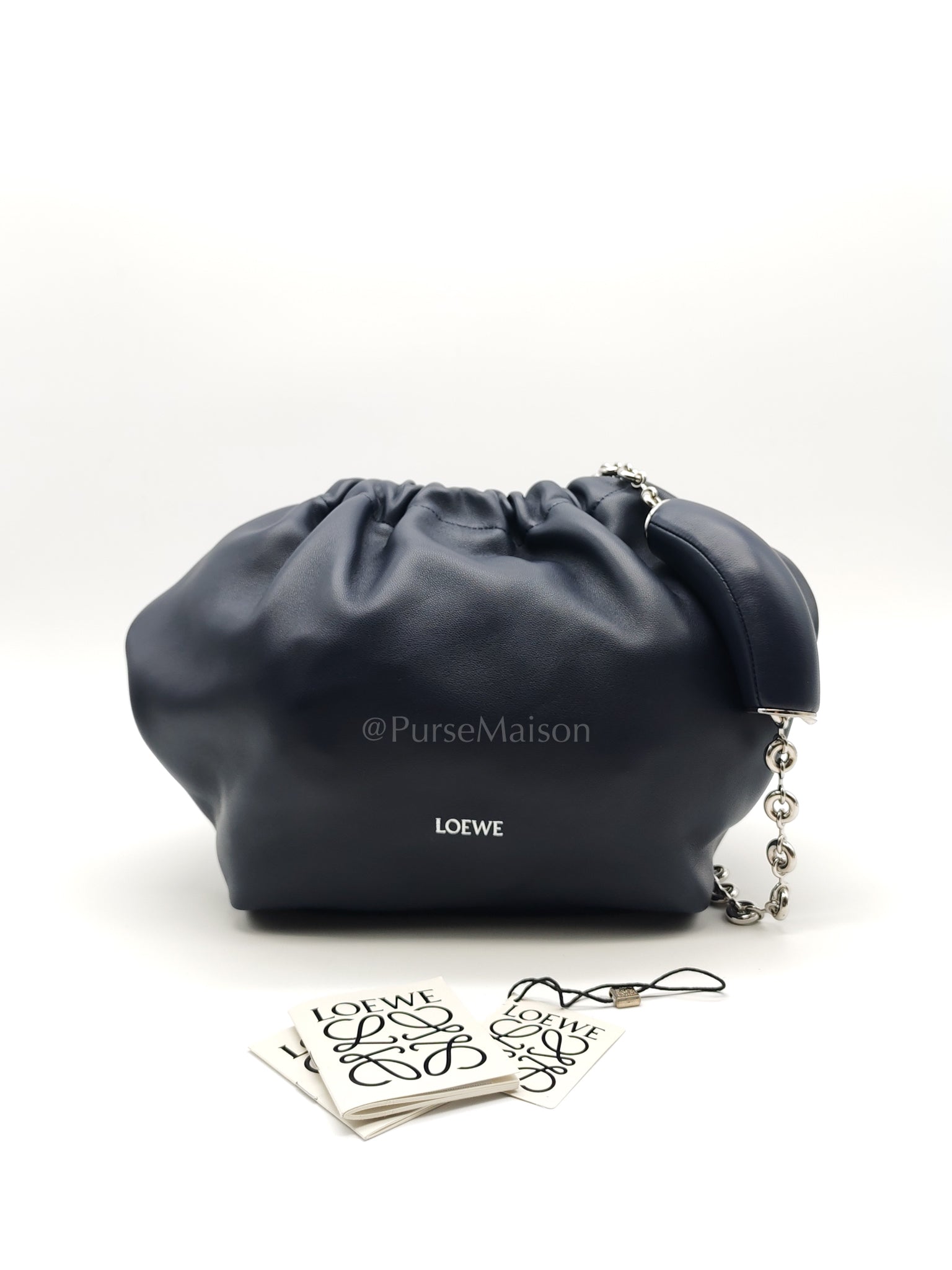 Squeeze Hobo Bag Small in Navy Blue Lambskin Leather & Silver Hardware | Purse Maison Luxury Bags Shop