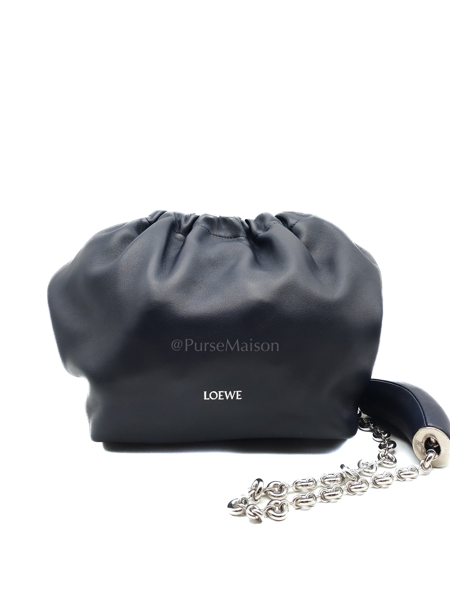 Squeeze Hobo Bag Small in Navy Blue Lambskin Leather & Silver Hardware | Purse Maison Luxury Bags Shop