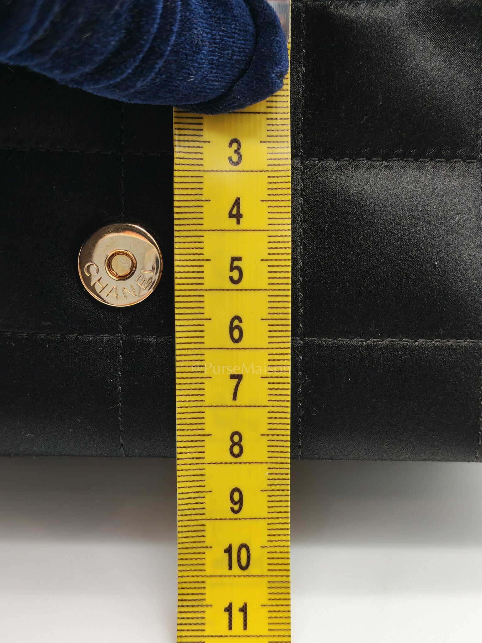 Camellia Satin Chocolate Bar Flap Bag Mini in Black Silk Fabric Leather & Gold Hardware Series 12