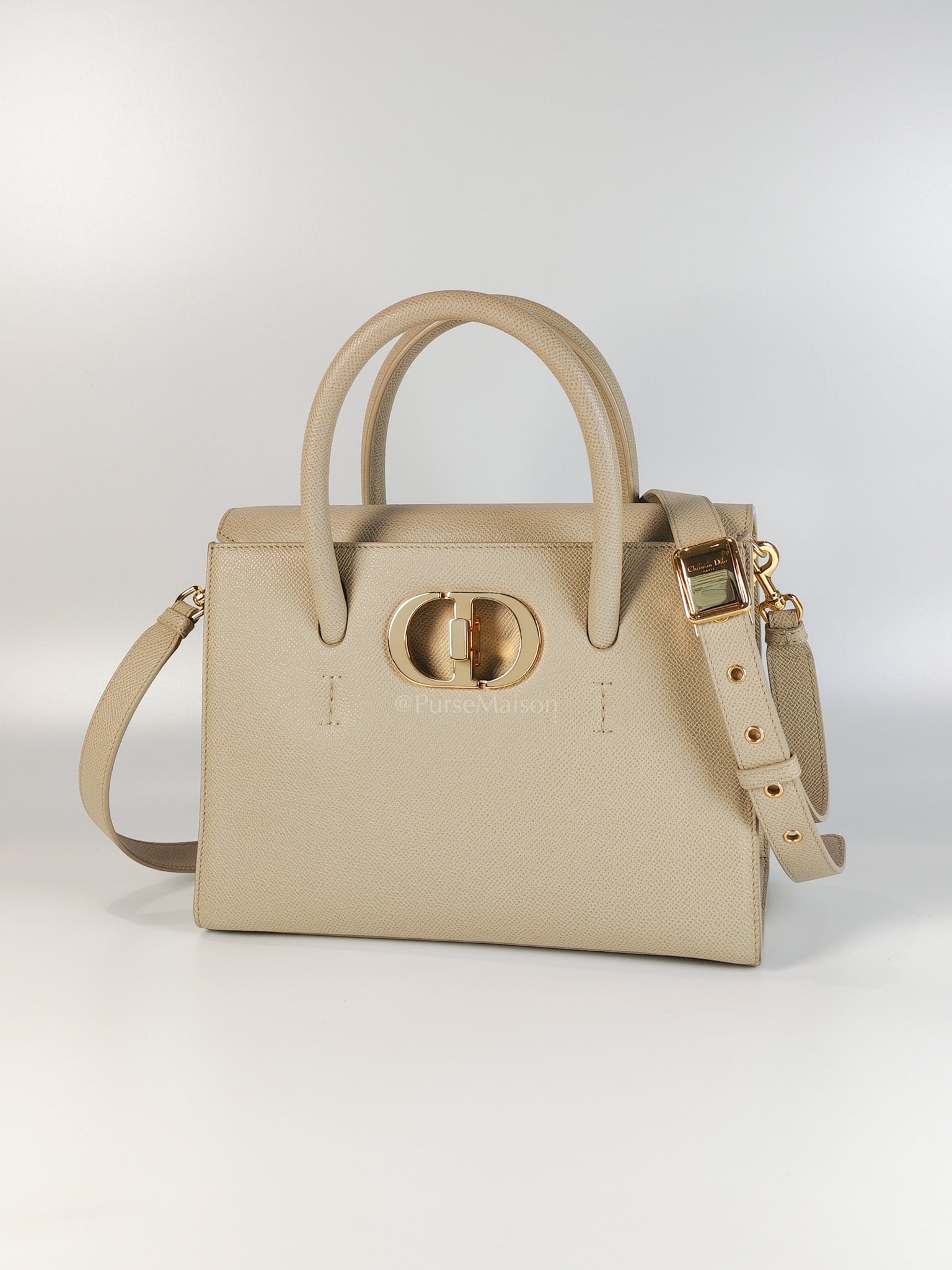St Honoré Tote Bag Medium in Beige Grained Calfskin | Purse Maison Luxury Bags Shop