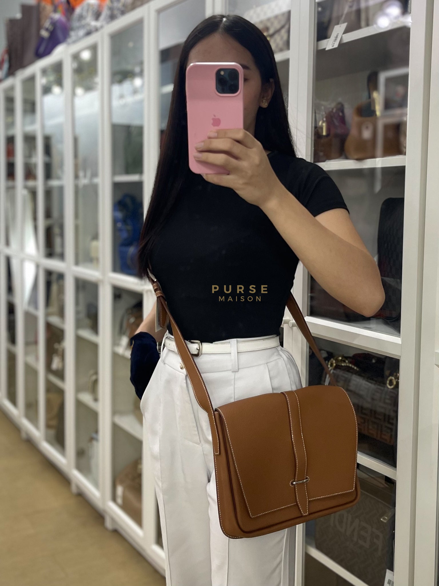 Steve Light Junior in Gold Togo Leather and Palladium Hardware Stamp Z (2021) | Purse Maison Luxury Bags Shop