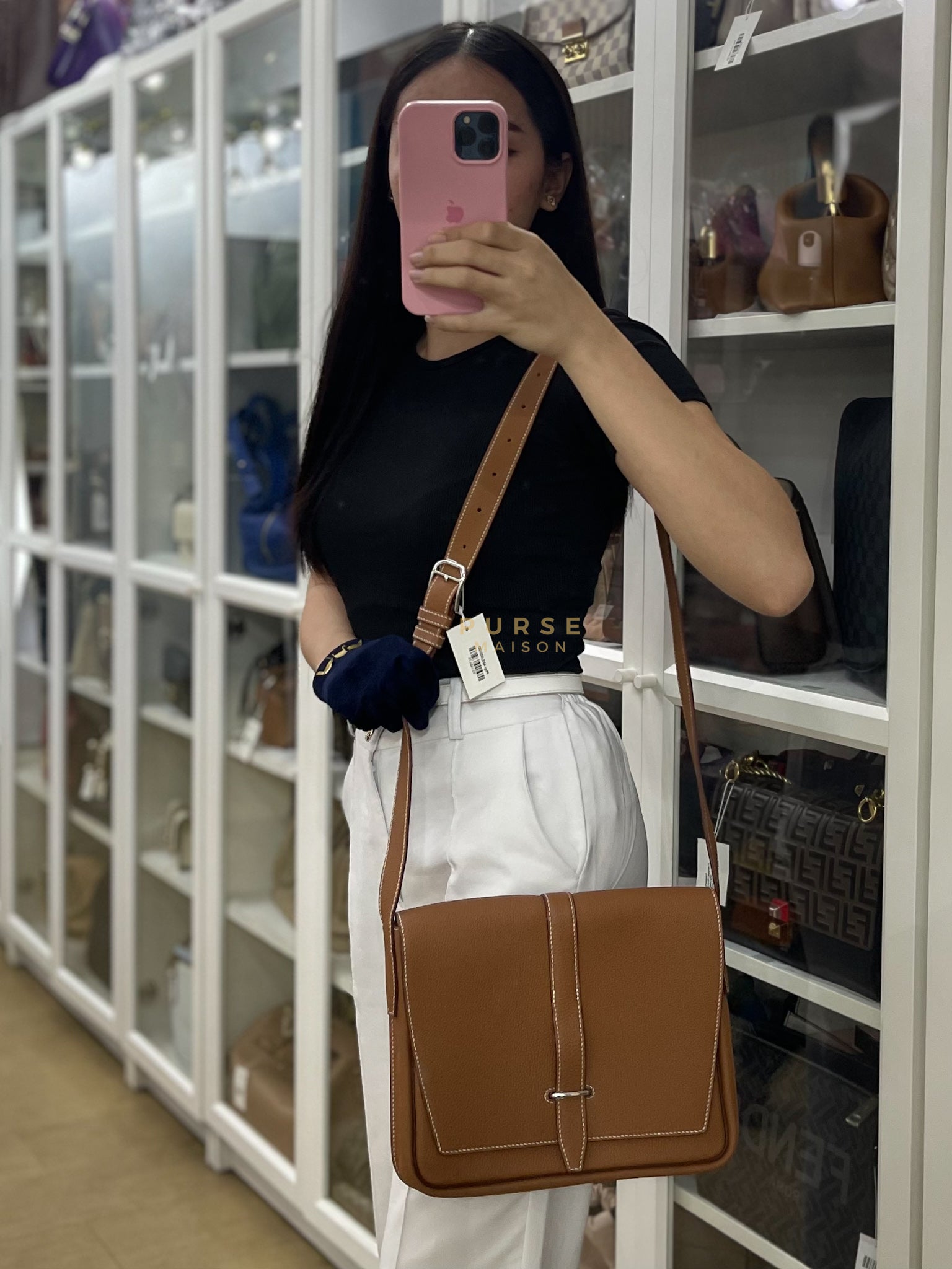 Steve Light Junior in Gold Togo Leather and Palladium Hardware Stamp Z (2021) | Purse Maison Luxury Bags Shop