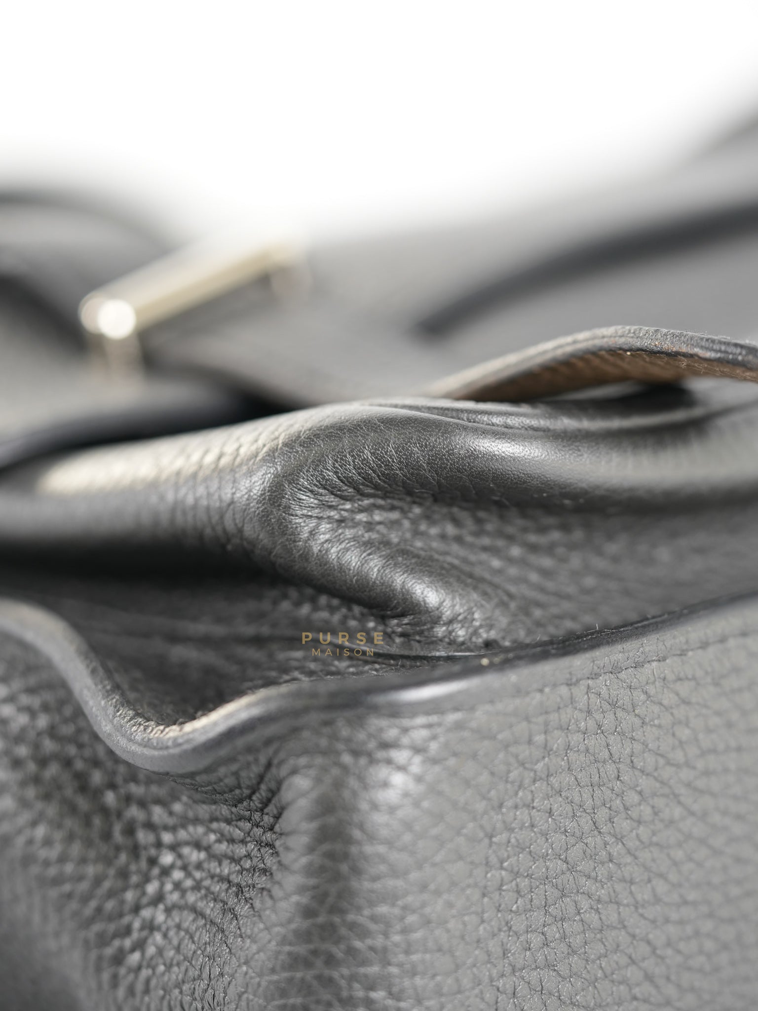 Steve Messenger 35 in Noir & Etoupe Clemence Leather Palladium Hardware Stamp X(2016) | Purse Maison Luxury Bags Shop