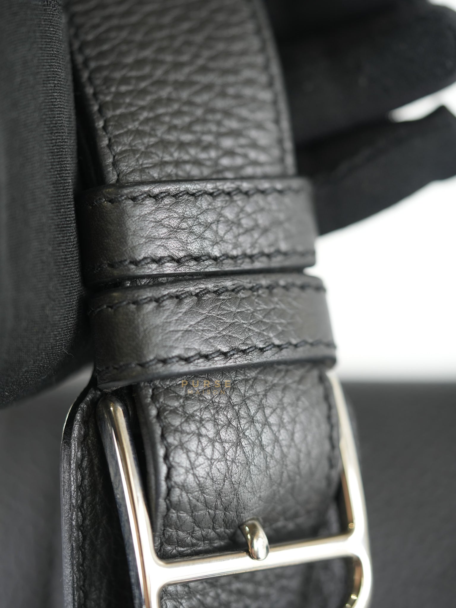 Steve Messenger 35 in Noir & Etoupe Clemence Leather Palladium Hardware Stamp X(2016) | Purse Maison Luxury Bags Shop