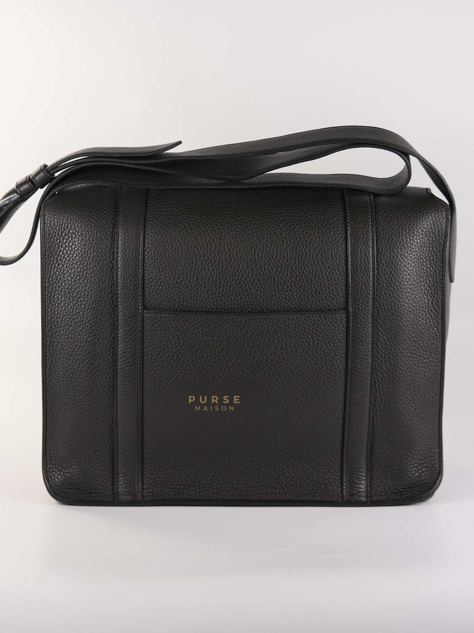 Steve Messenger 35 in Noir & Etoupe Clemence Leather Palladium Hardware Stamp X(2016) | Purse Maison Luxury Bags Shop