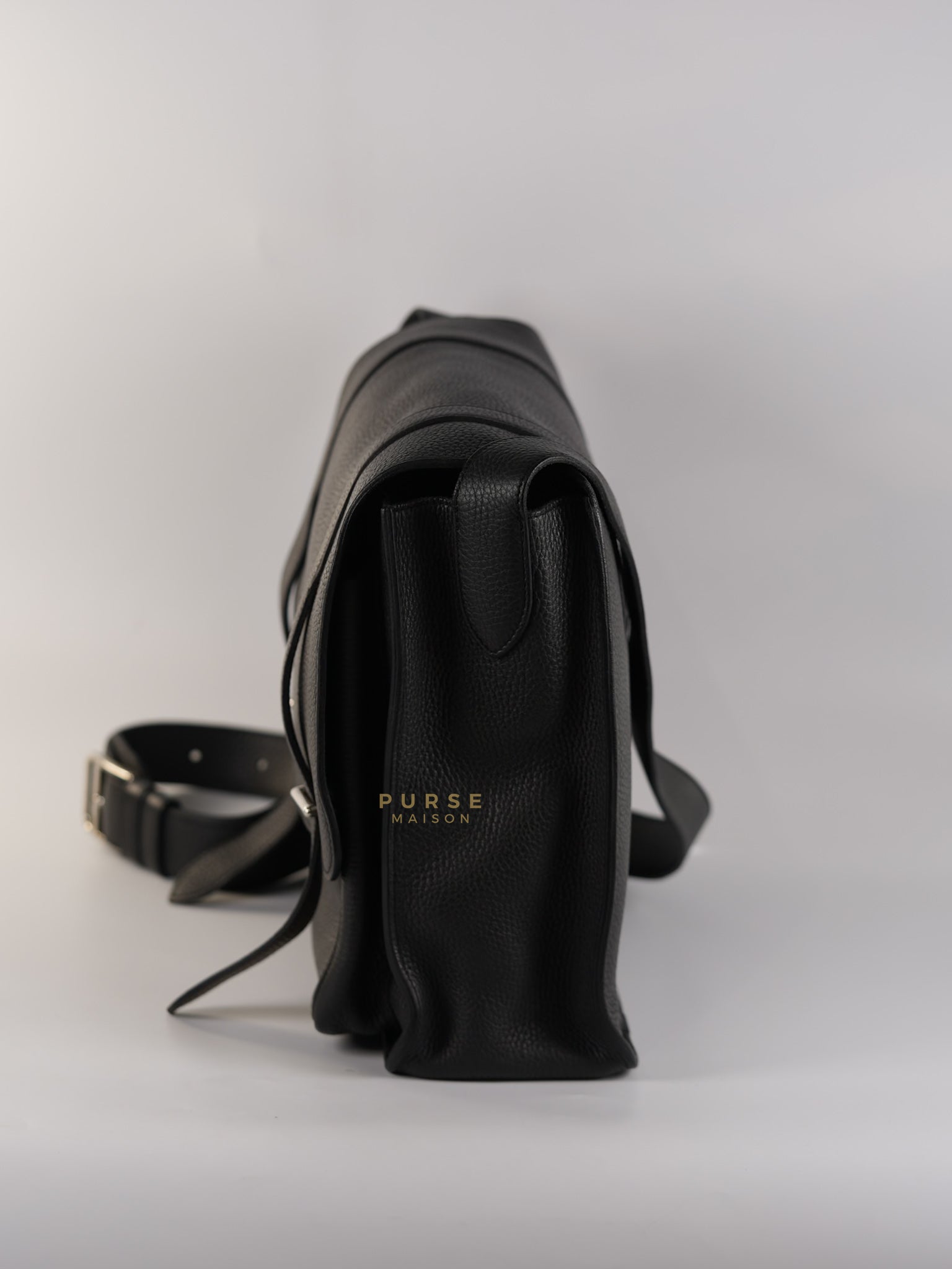 Steve Messenger 35 in Noir & Etoupe Clemence Leather Palladium Hardware Stamp X(2016) | Purse Maison Luxury Bags Shop