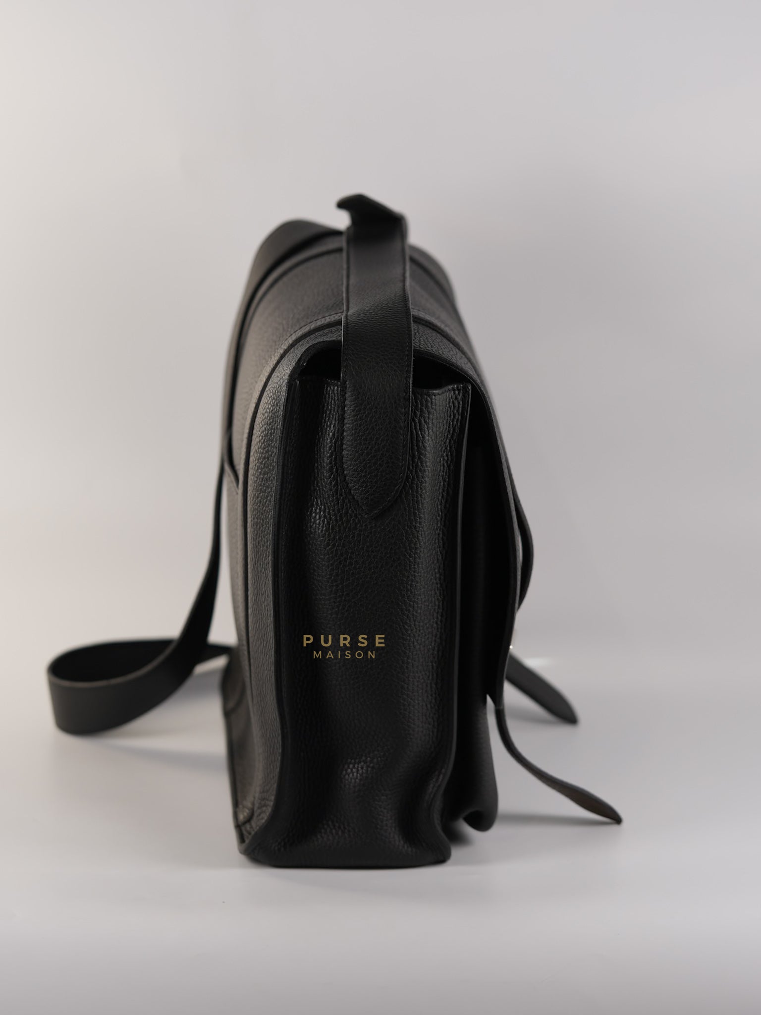 Steve Messenger 35 in Noir & Etoupe Clemence Leather Palladium Hardware Stamp X(2016) | Purse Maison Luxury Bags Shop