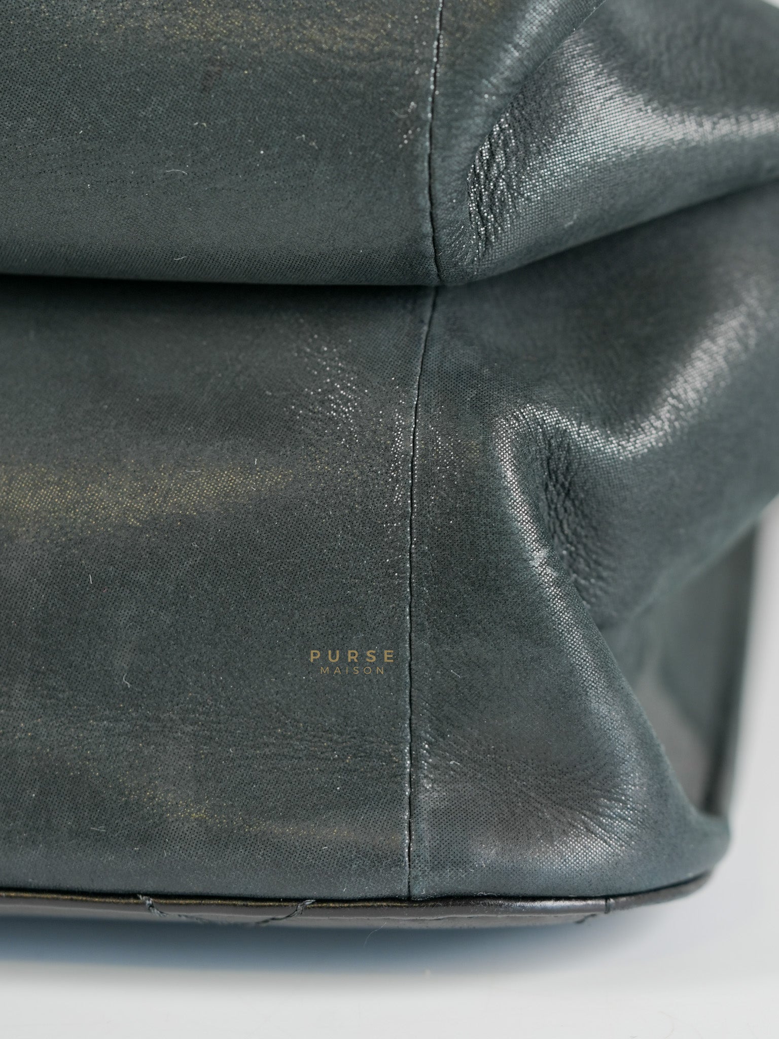 Straight Lined Shopper 2way Bag in Black Leather & Aged Gold Hardware Series 23 | Purse Maison Luxury Bags Shop