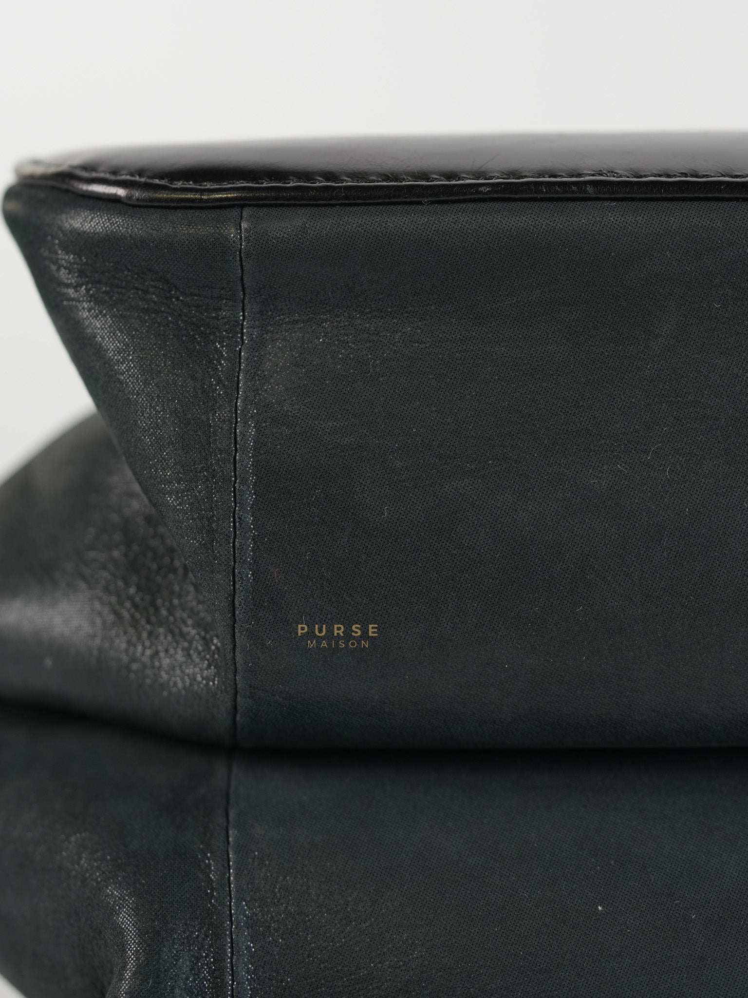 Straight Lined Shopper 2way Bag in Black Leather & Aged Gold Hardware Series 23 | Purse Maison Luxury Bags Shop