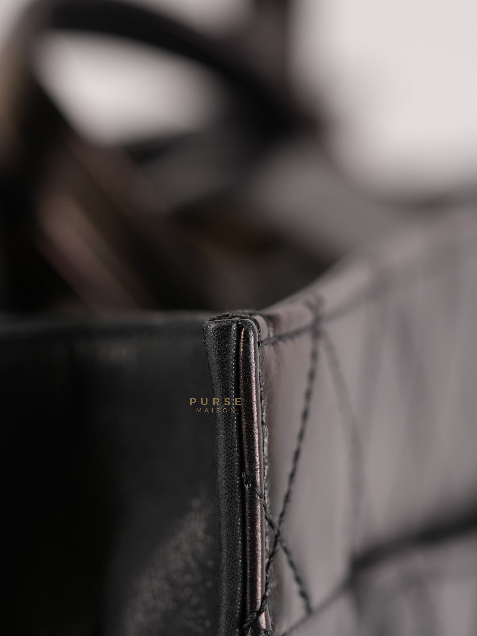 Straight Lined Shopper 2way Bag in Black Leather & Aged Gold Hardware Series 23 | Purse Maison Luxury Bags Shop