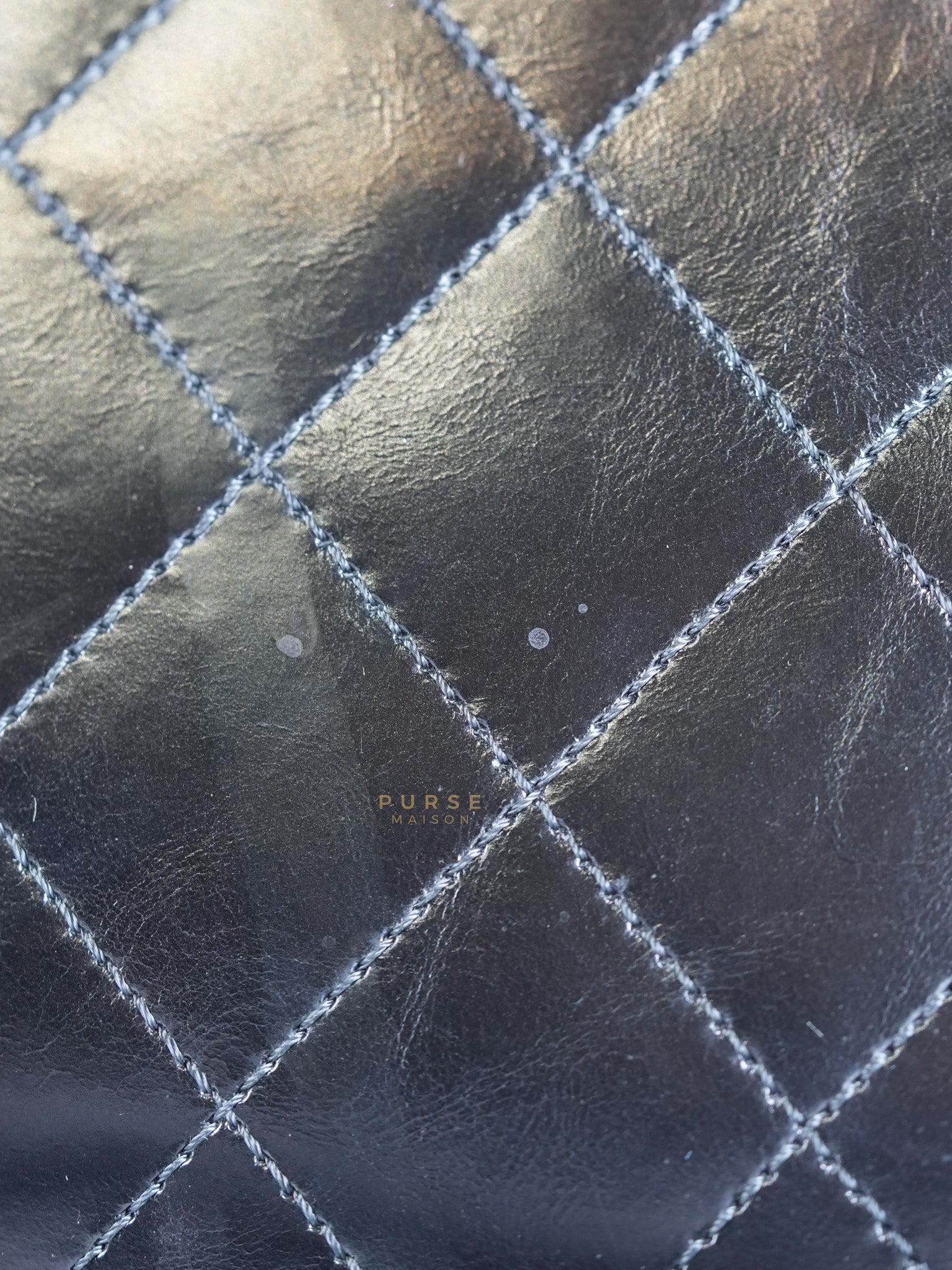 Straight Lined Shopper 2way Bag in Black Leather & Aged Gold Hardware Series 23 | Purse Maison Luxury Bags Shop