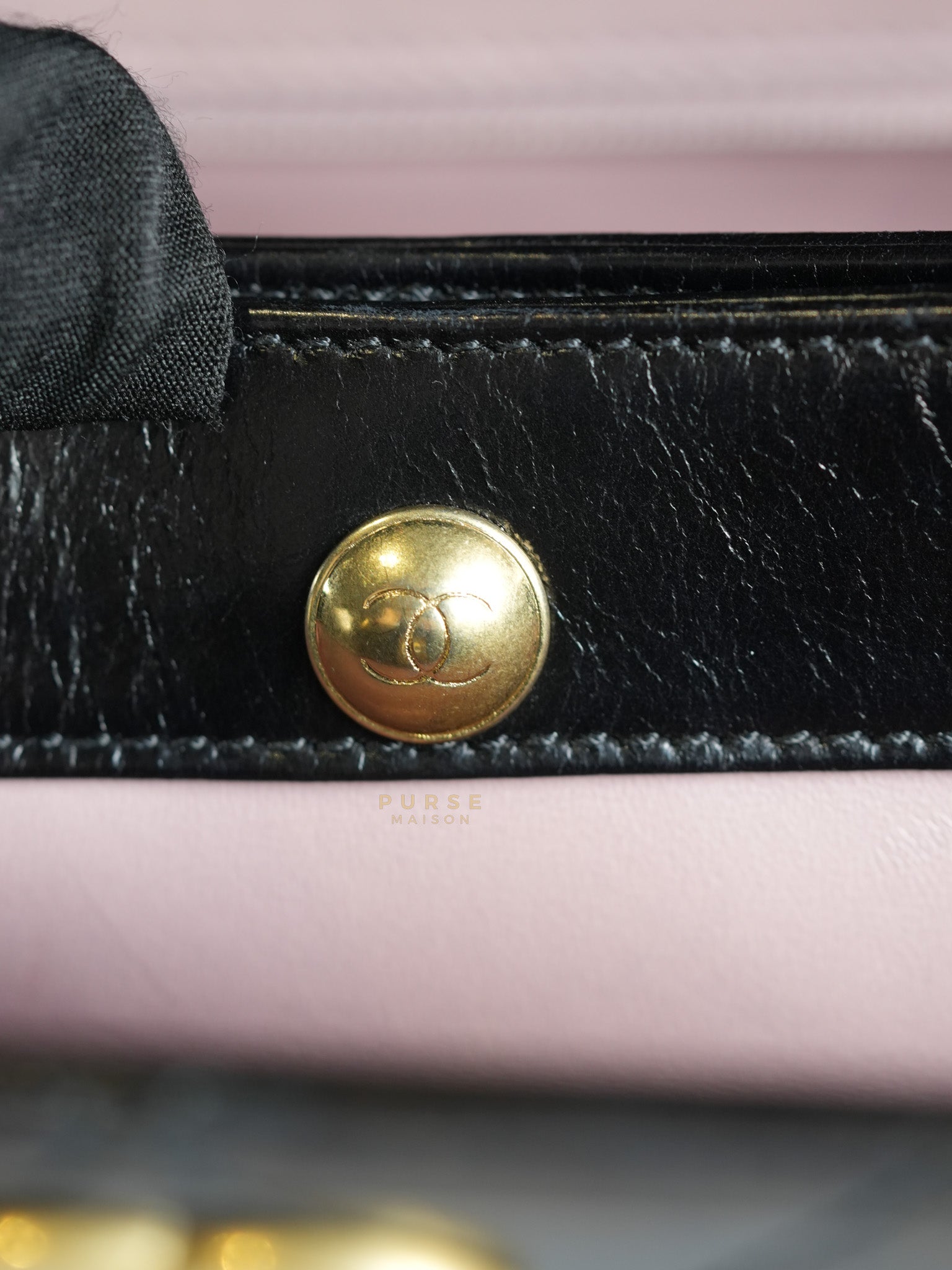 Straight Lined Shopper 2way Bag in Black Leather & Aged Gold Hardware Series 23 | Purse Maison Luxury Bags Shop