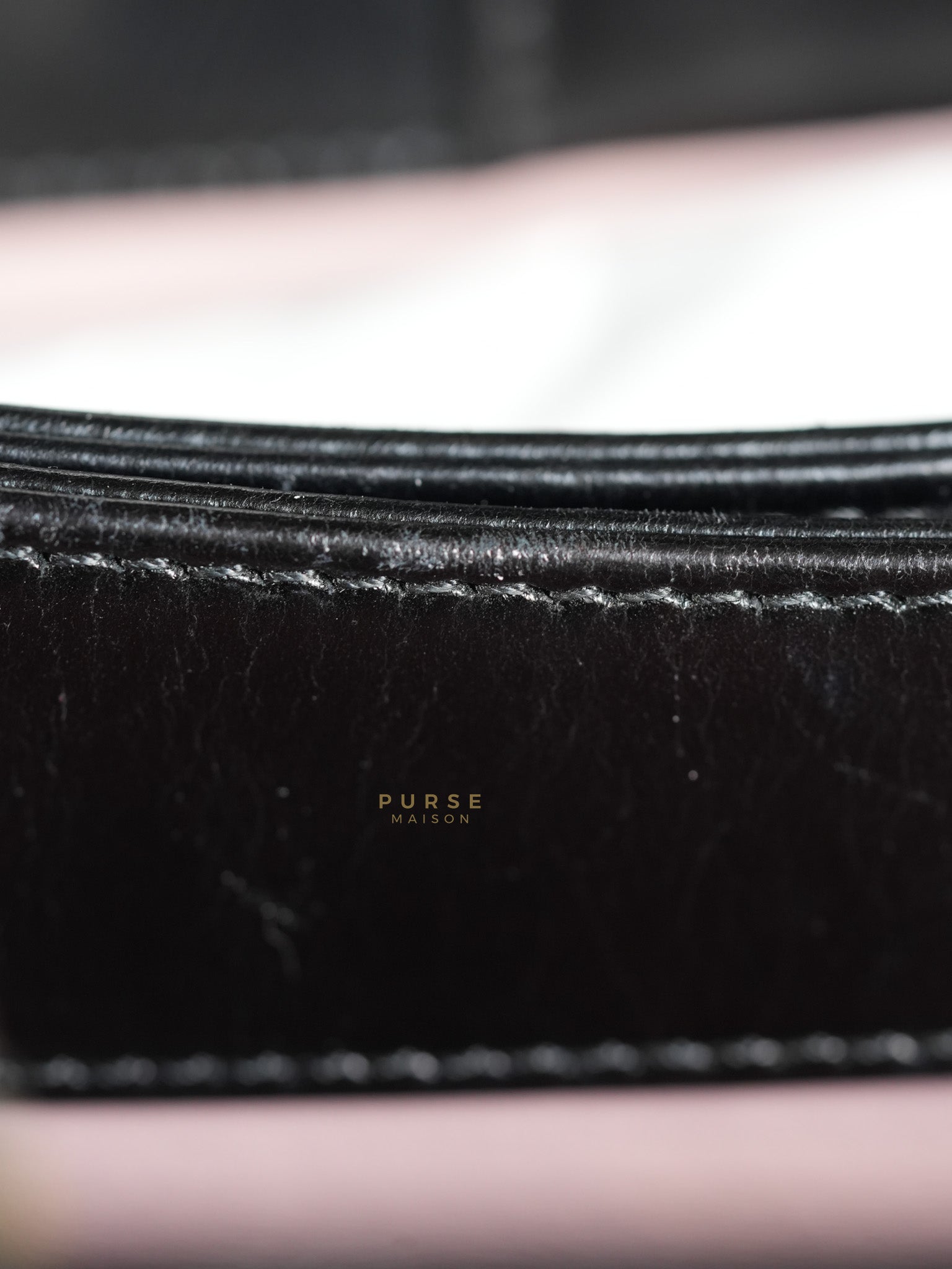 Straight Lined Shopper 2way Bag in Black Leather & Aged Gold Hardware Series 23 | Purse Maison Luxury Bags Shop