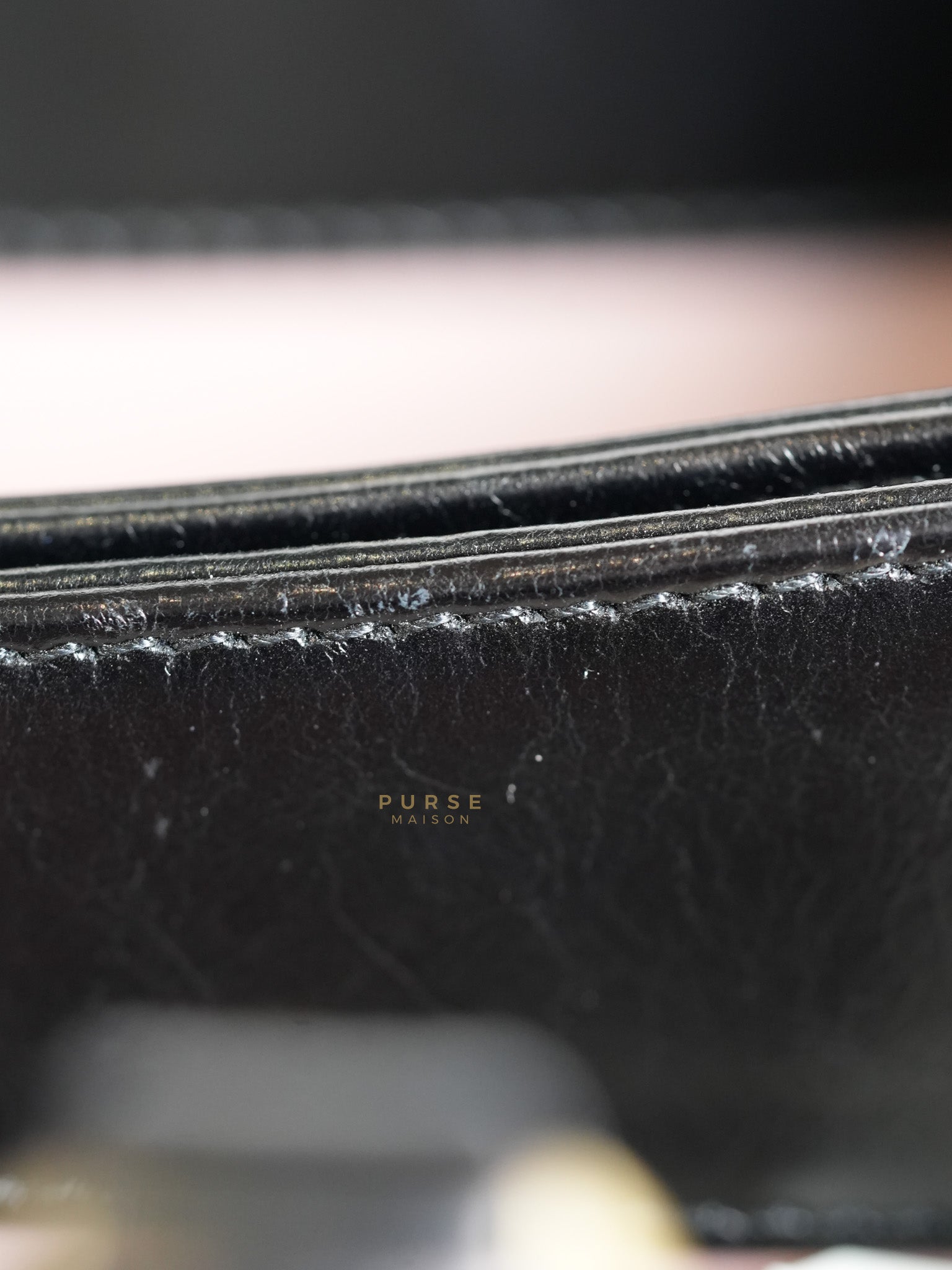 Straight Lined Shopper 2way Bag in Black Leather & Aged Gold Hardware Series 23 | Purse Maison Luxury Bags Shop